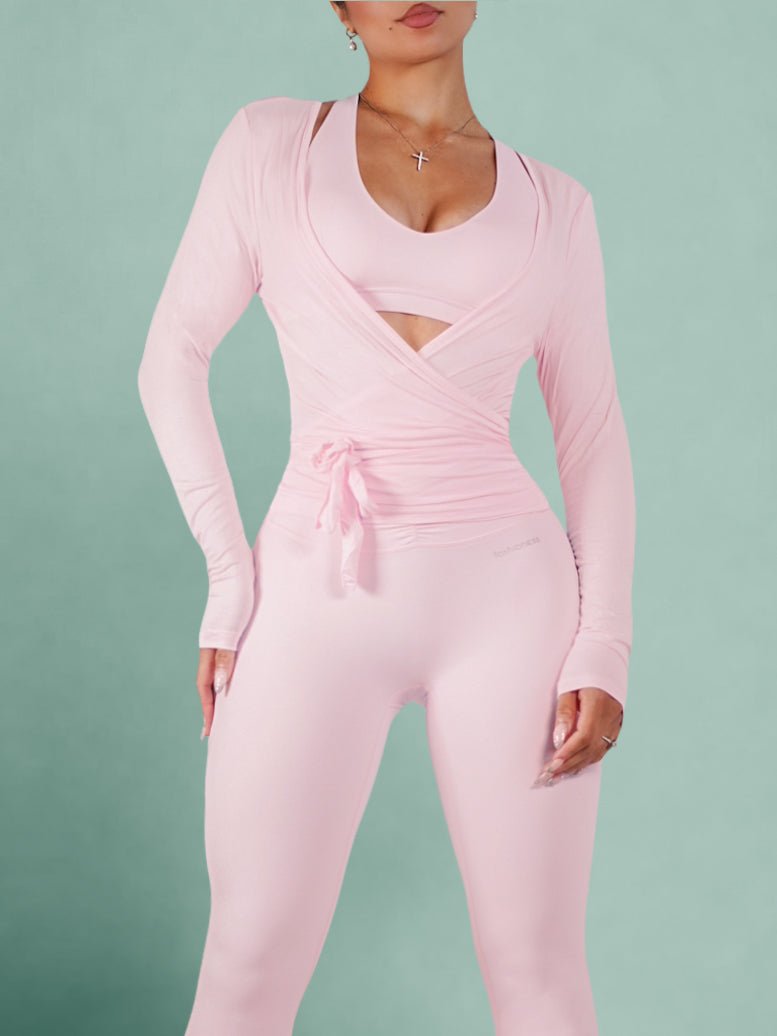 Pilates Core Wrap Top (Ballet Pink) - Fitness Fashioness