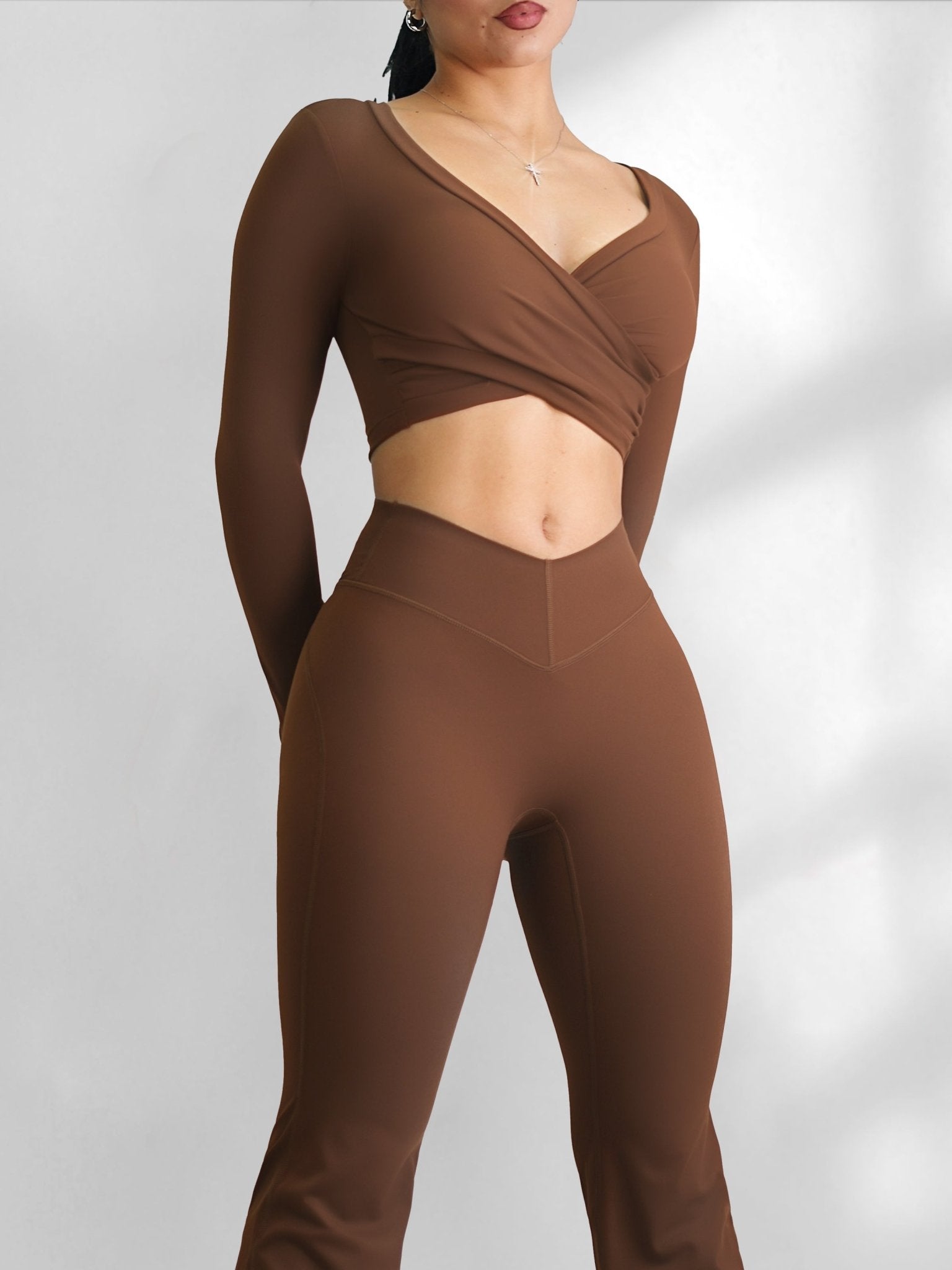 Pilates Long Sleeve Sports Top (Chestnut) - Fitness Fashioness