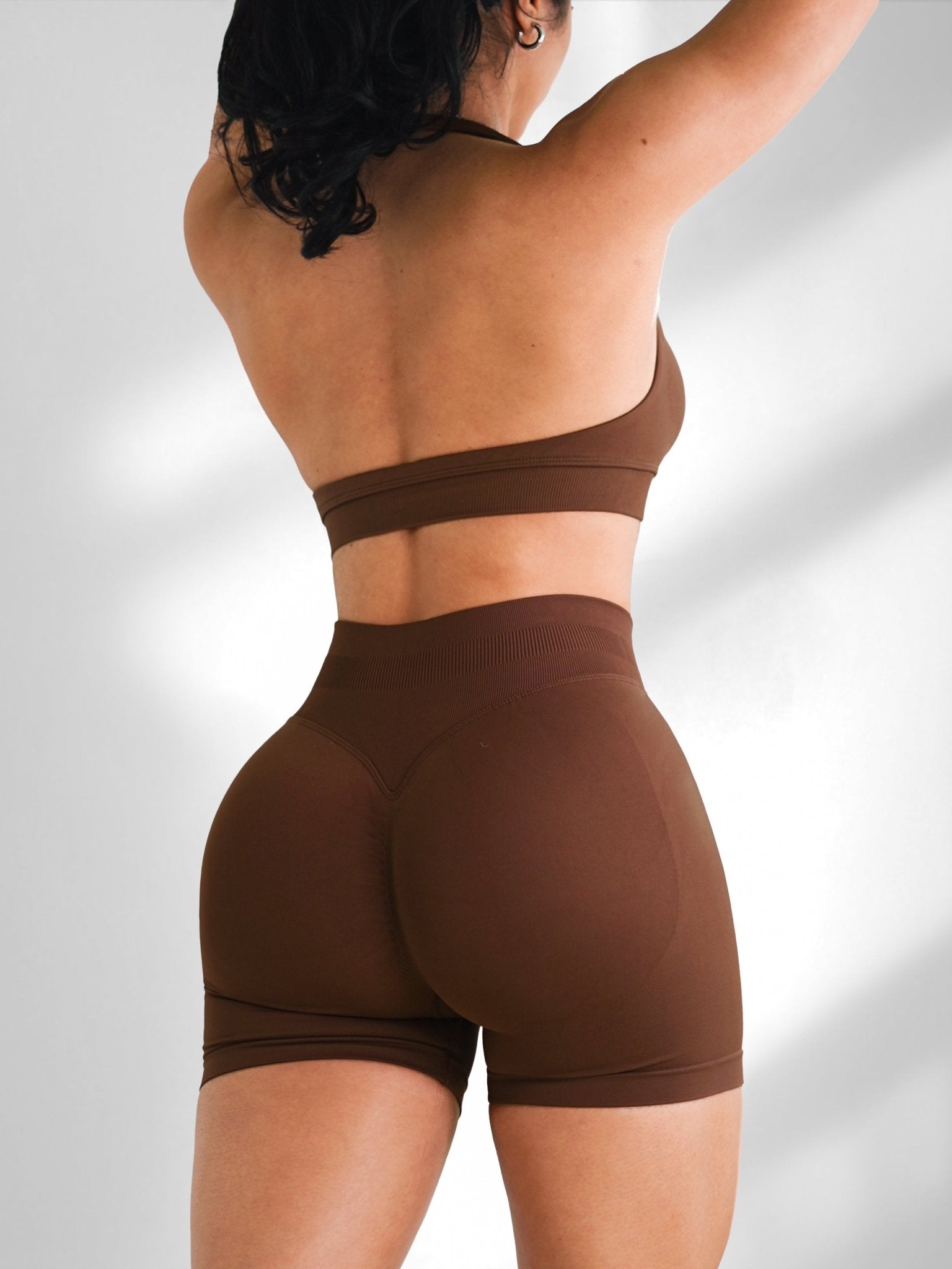 (PRE - ORDER) Curve Club Halter Sports Bra (Espresso) - Fitness Fashioness