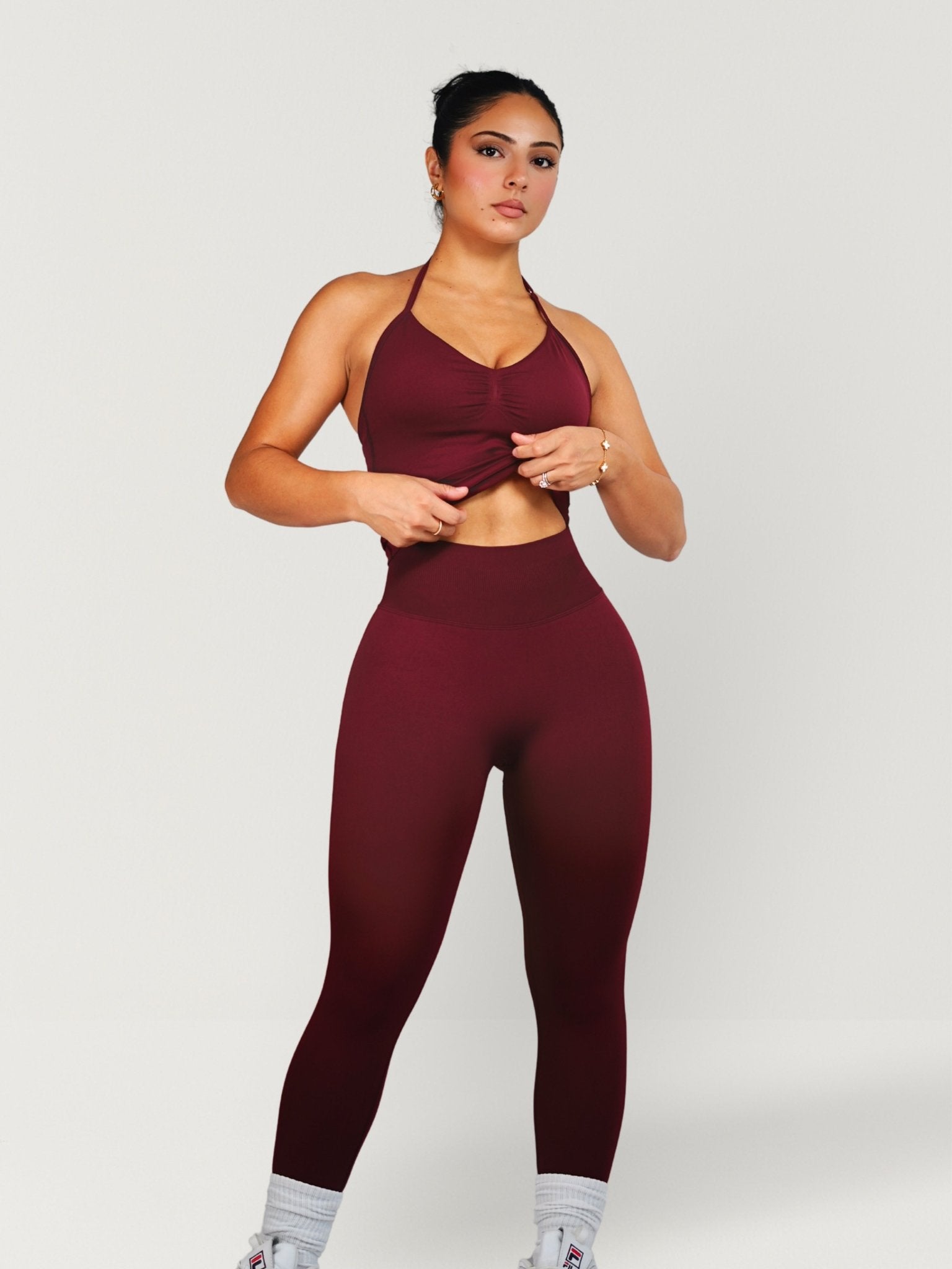 (PRE - ORDER) Curve Club Leggings (Deep Cherry) - Fitness Fashioness
