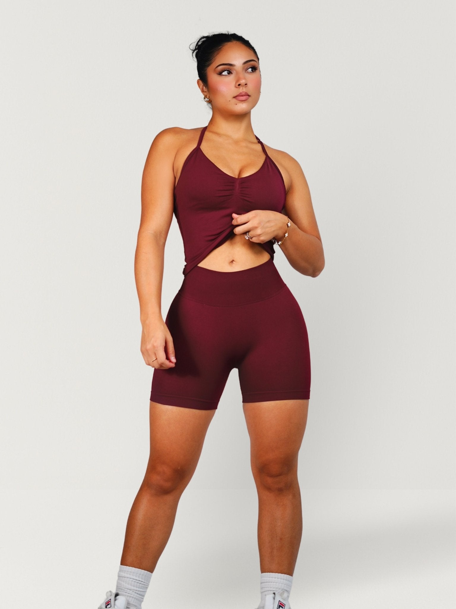 (PRE - ORDER) Curve Club Shorts (Deep Cherry) - Fitness Fashioness