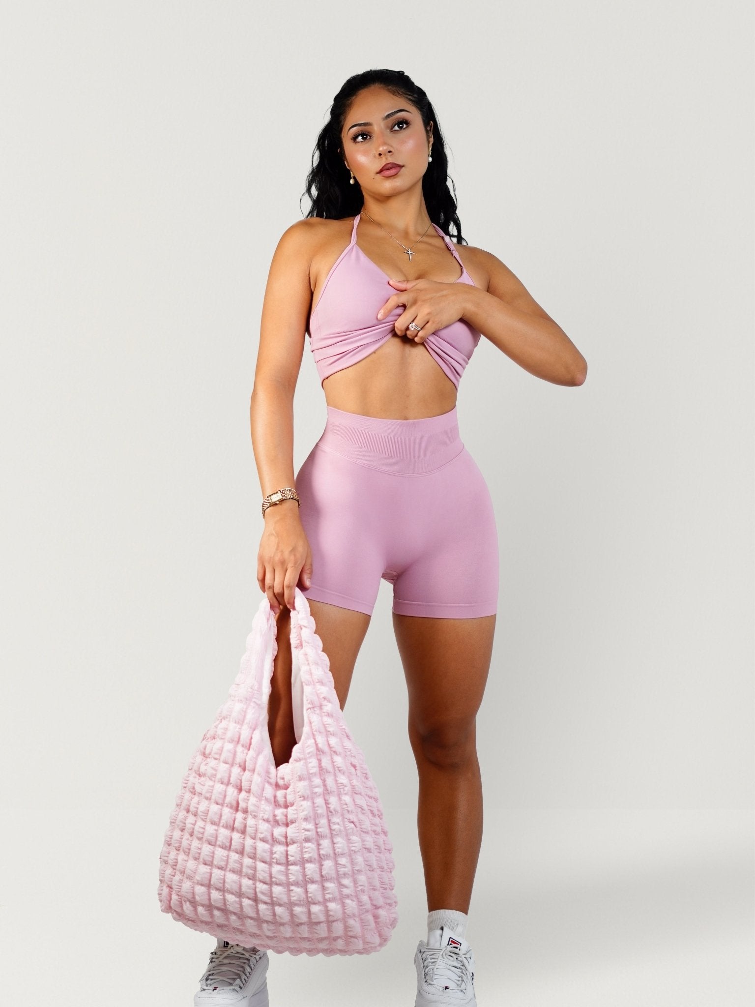 (PRE - ORDER) Curve Club Shorts (Satin Pink) - Fitness Fashioness