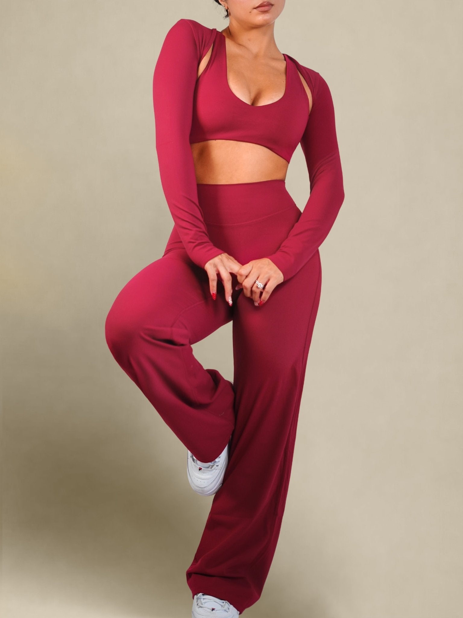 (PRE - ORDER) Dollhouse Straight Leg Leggings (Cherry Kiss) - Fitness Fashioness