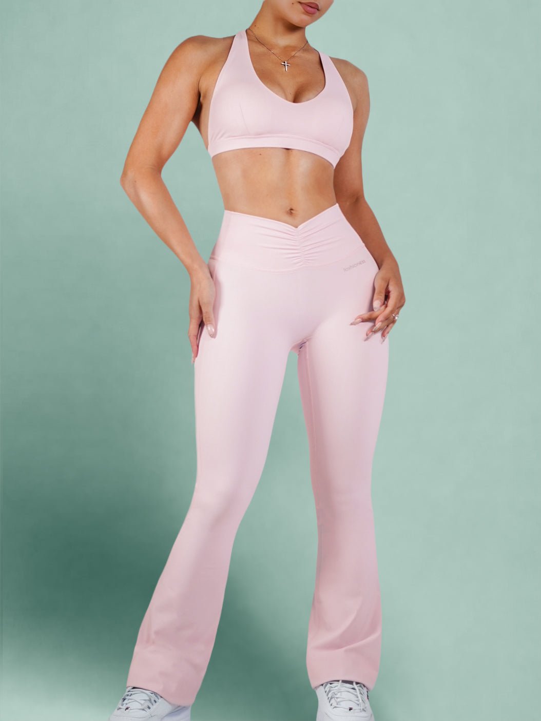 (PRE - ORDER) Pilates Core Flare Leggings (Ballet Pink) - Fitness Fashioness