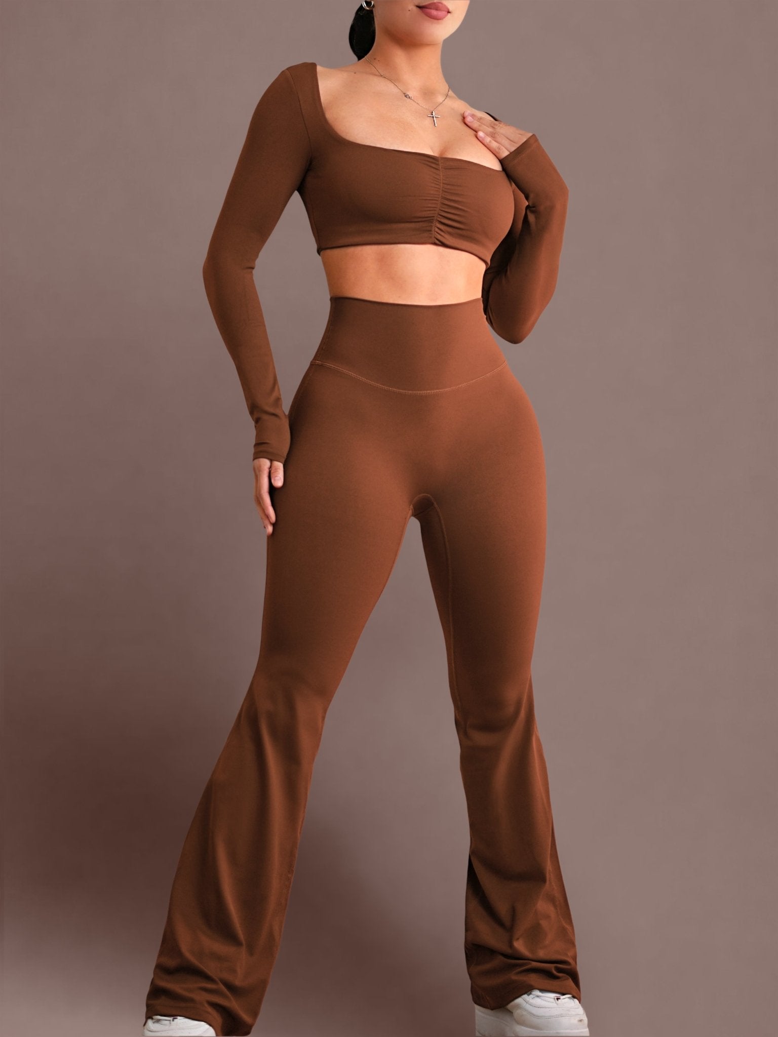 (PRE - ORDER) Reformer High Waisted Flare Leggings (Ginger) - Fitness Fashioness