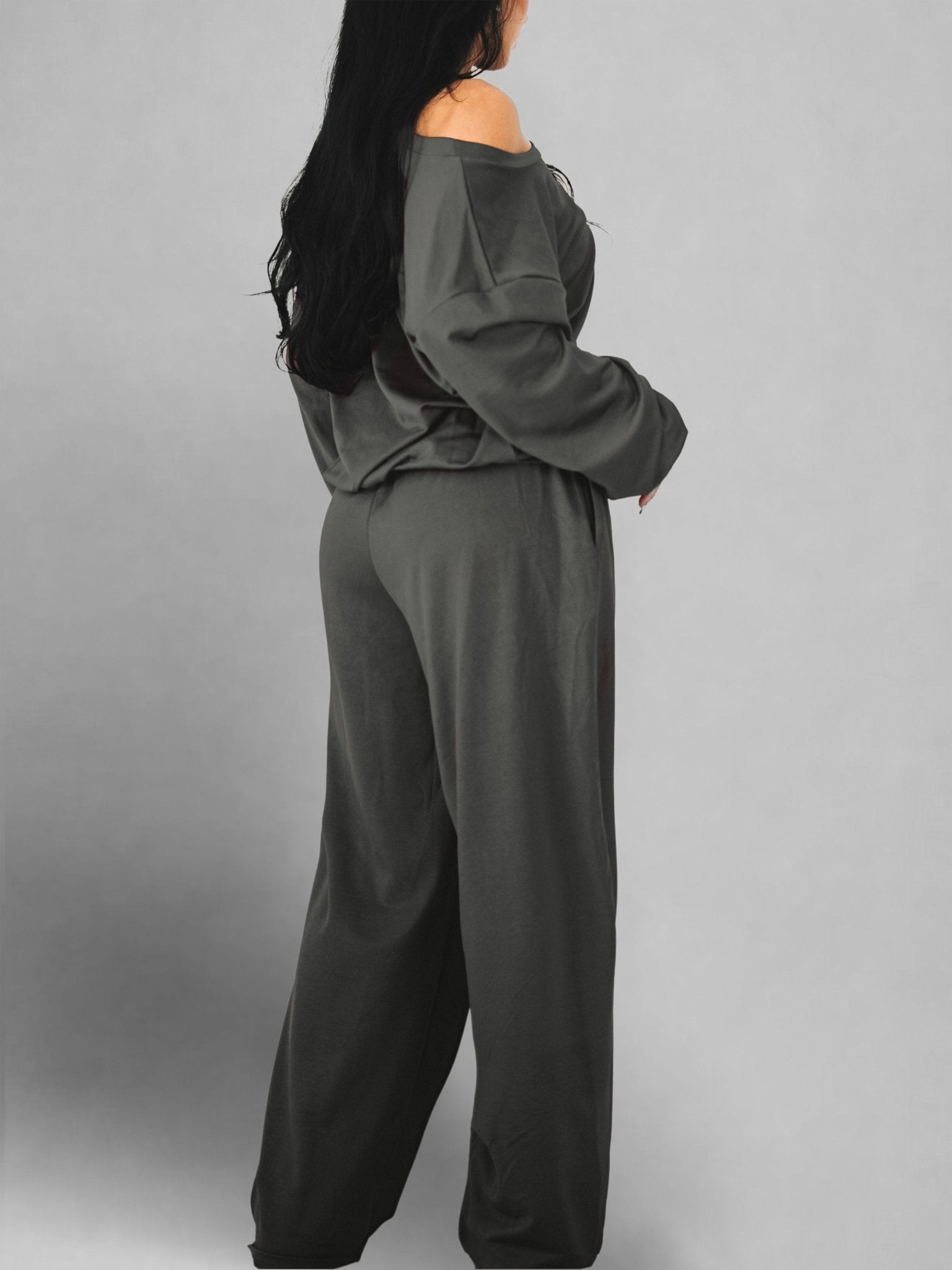 (PRE - ORDER) Wide Leg Athletic Trousers (Gray) - Fitness Fashioness