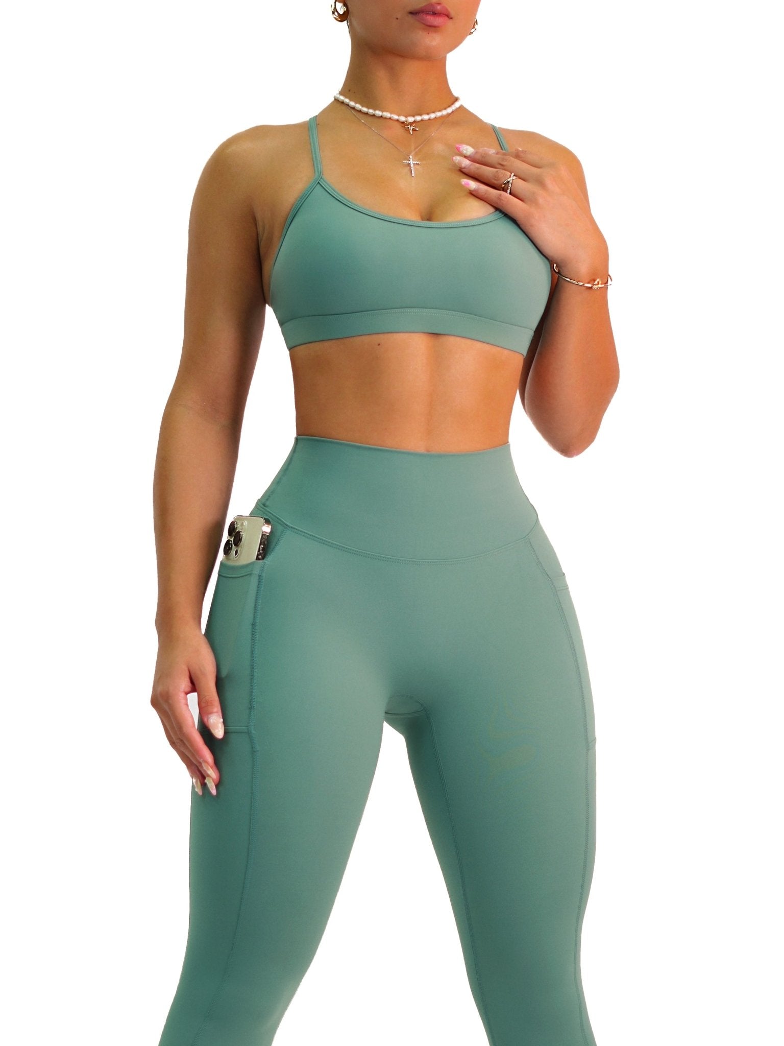 Premier Bombshell Sports Bra (Vintage Jade) - Fitness Fashioness