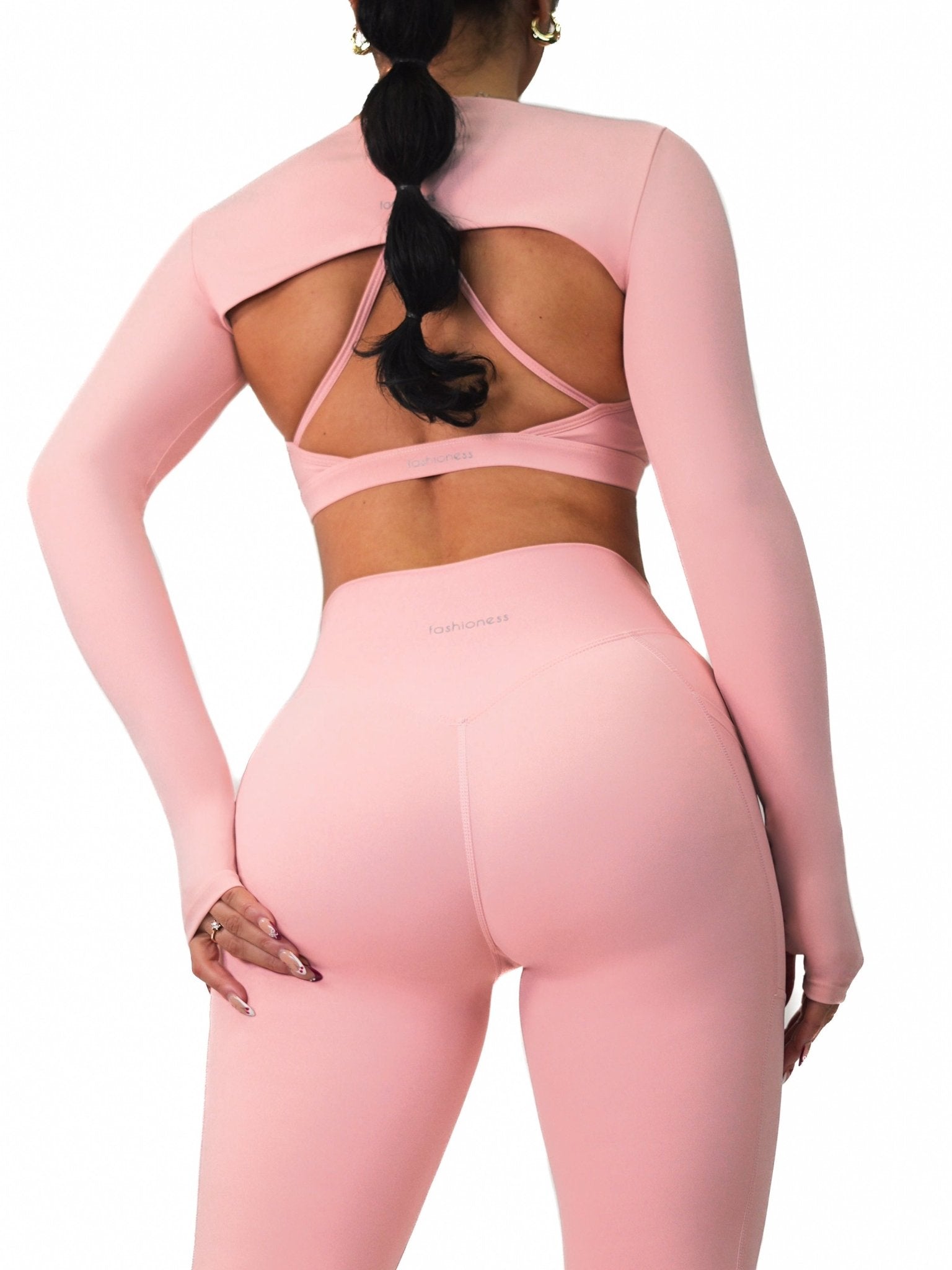 Premier Mini Crop Long Sleeves (Blush Pink) - Fitness Fashioness