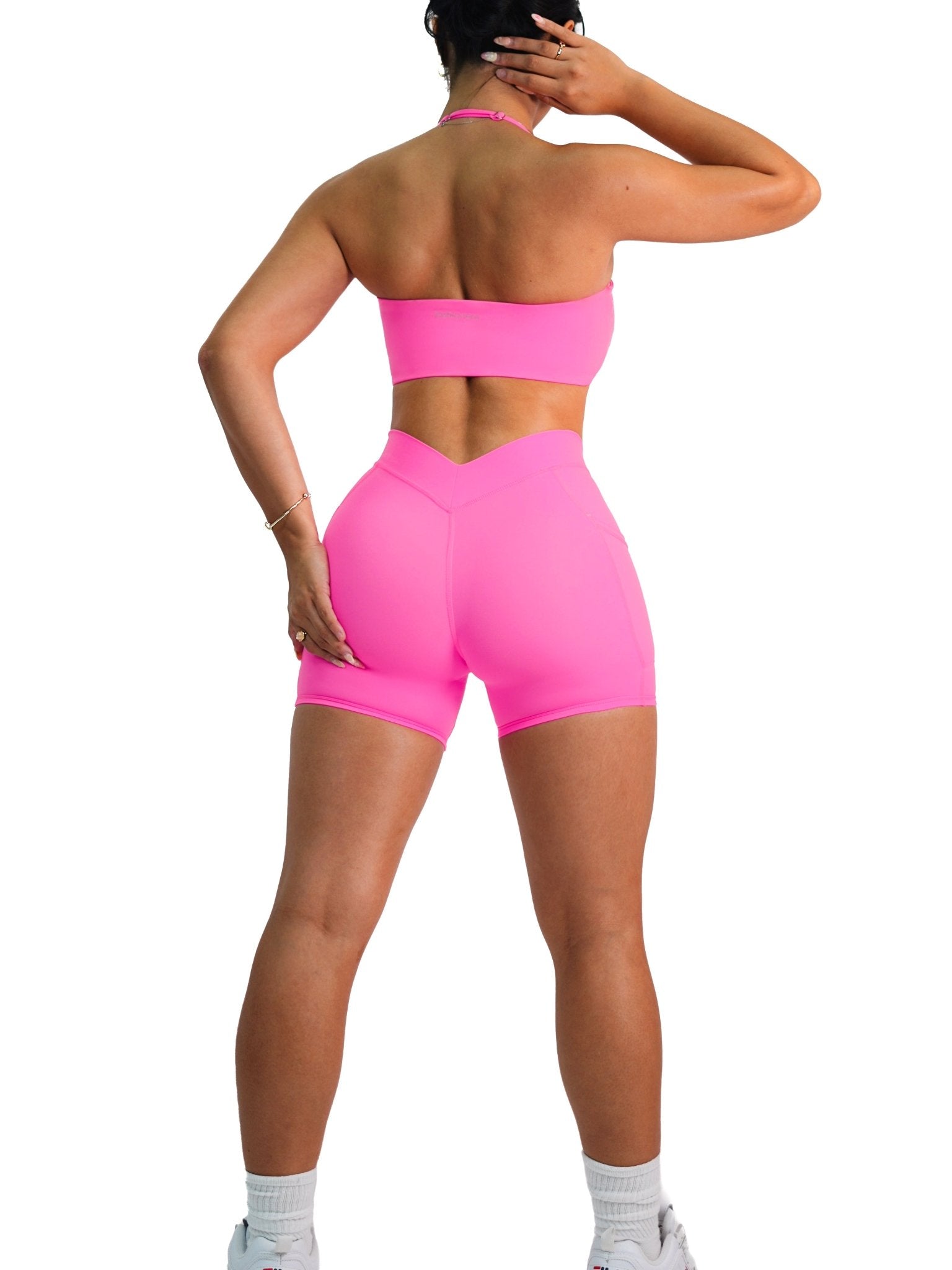 Premier V Back Pocket Shorts (Exotic Pink) - Fitness Fashioness