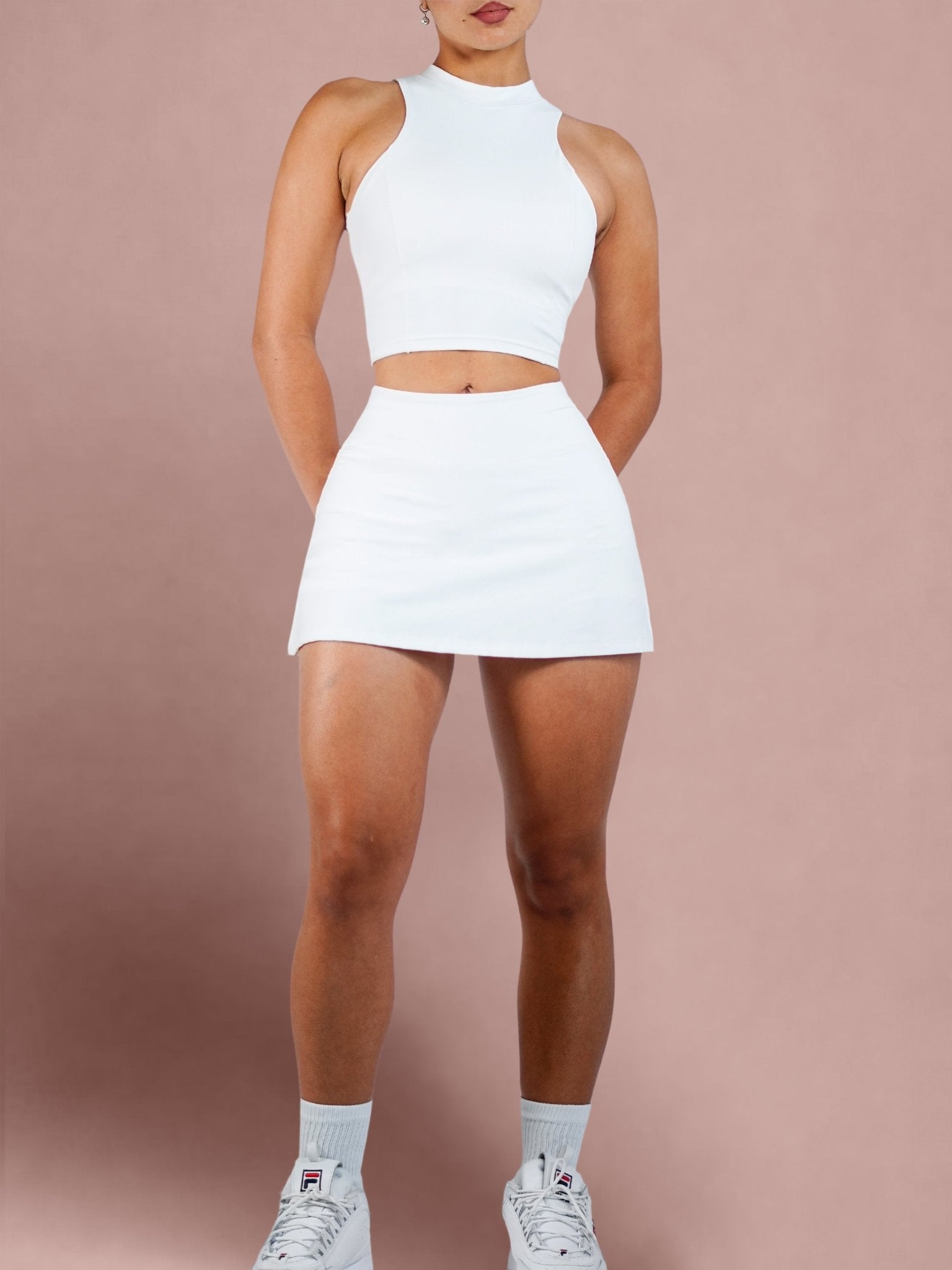 Pritsy Active Tennis Skirt (White) - Fitness Fashioness