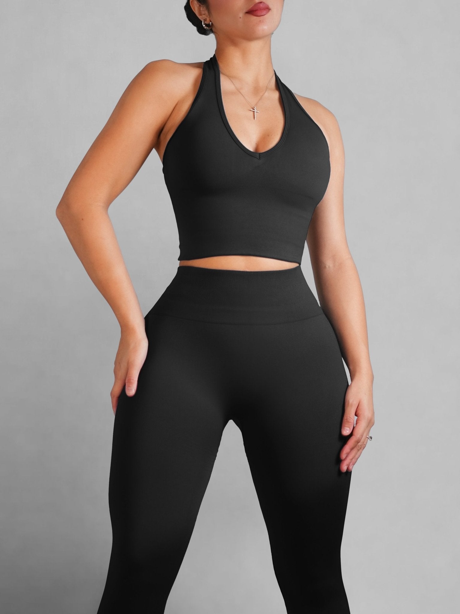 Refine Halter Sports Top (Black) - Fitness Fashioness
