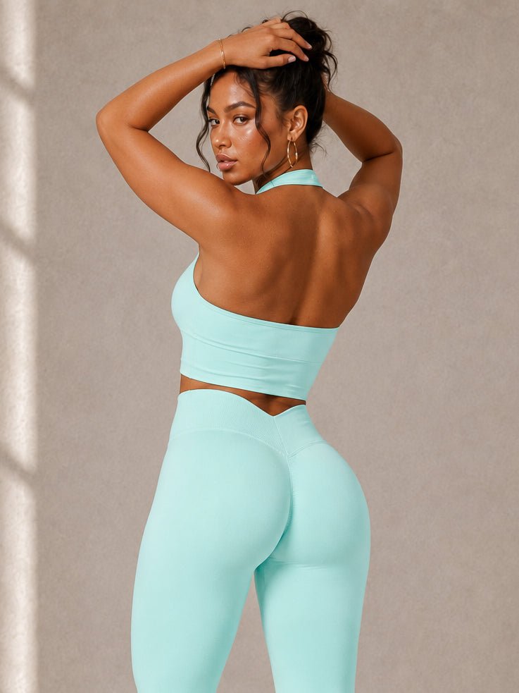 Refine Halter Sports Top (Minty Blue) - Fitness Fashioness