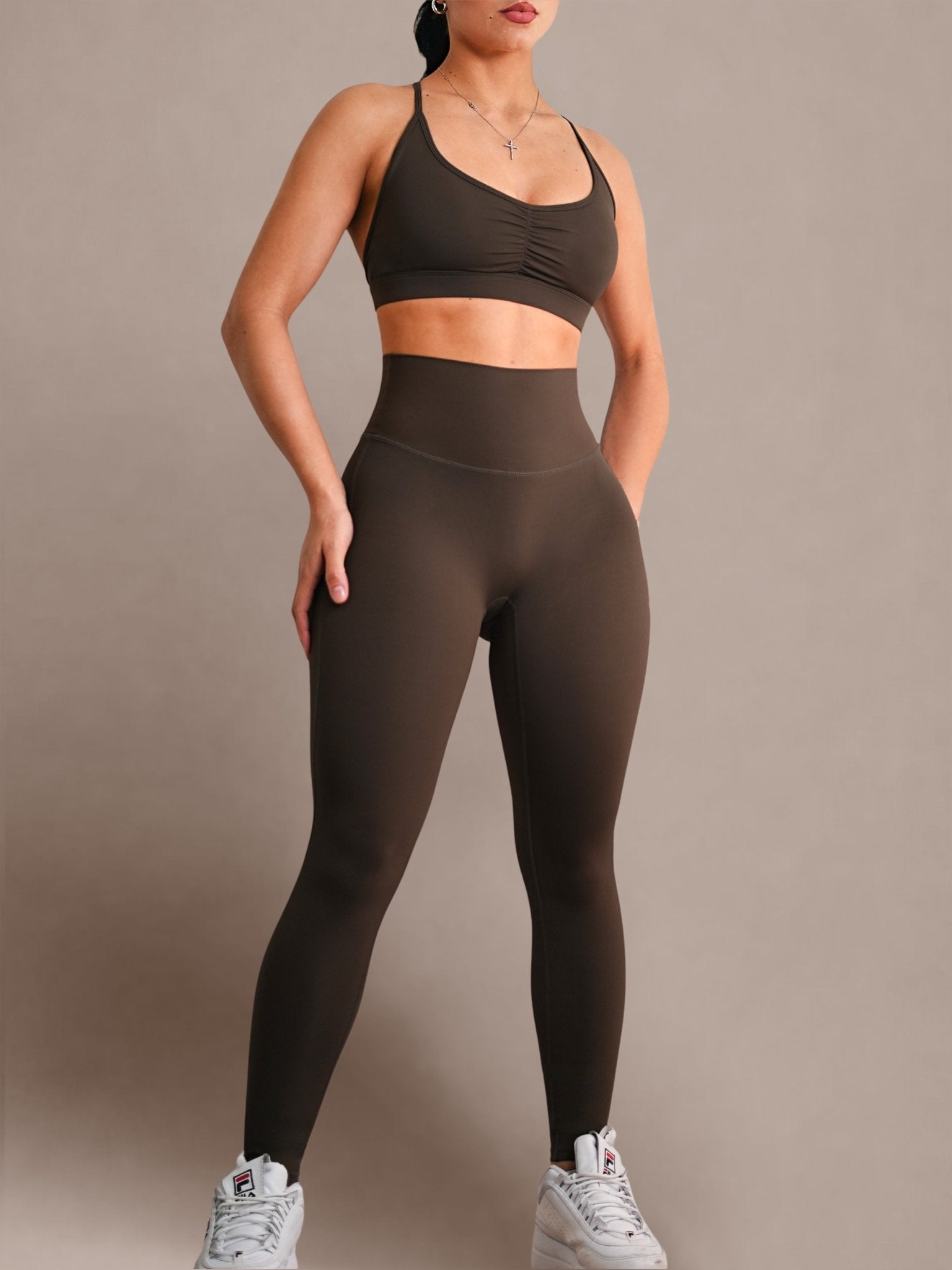 Reformer High Waisted Leggings (Dark Espresso) - Fitness Fashioness