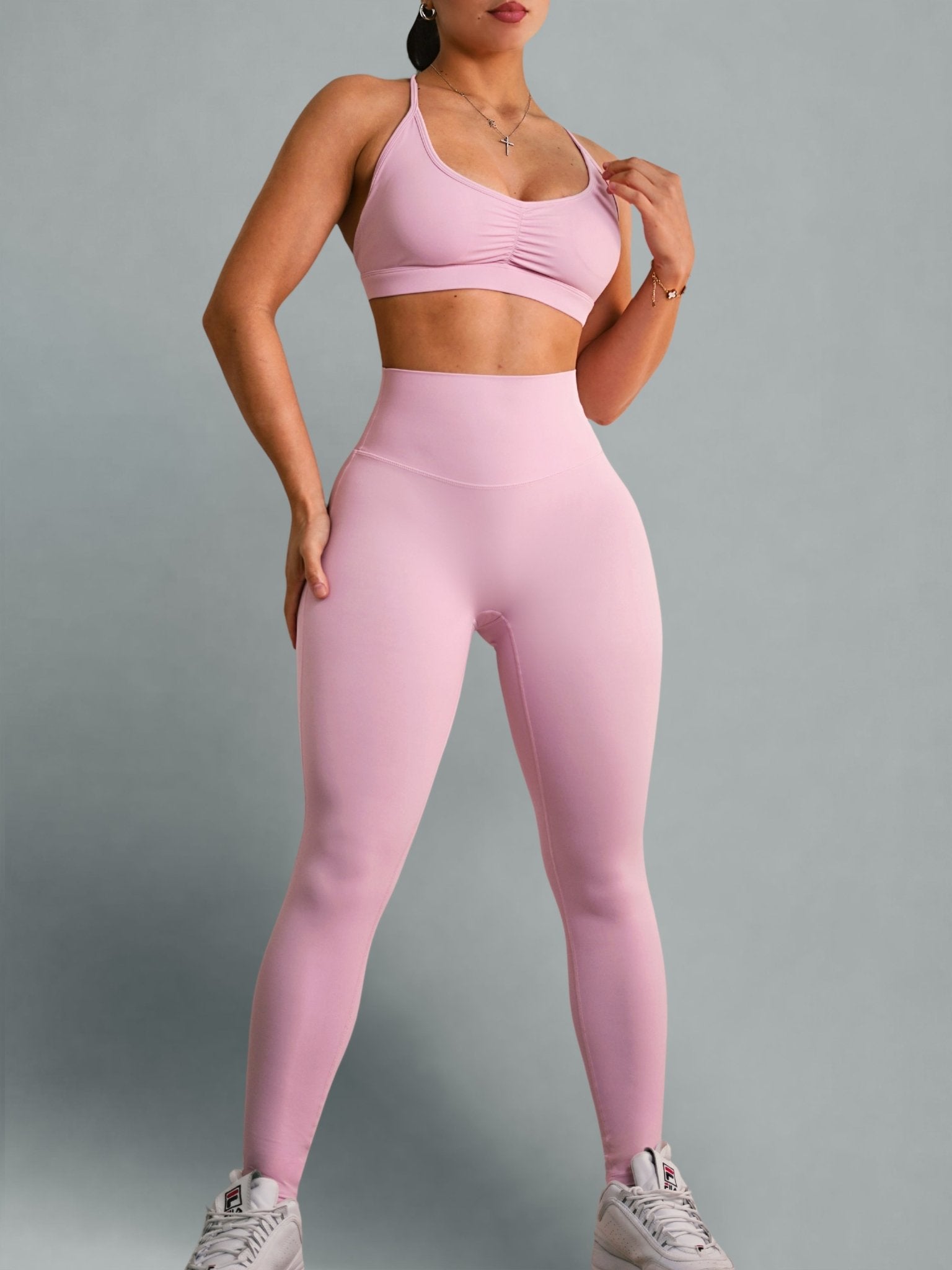 Reformer High Waisted Leggings (Doll Pink) - Fitness Fashioness