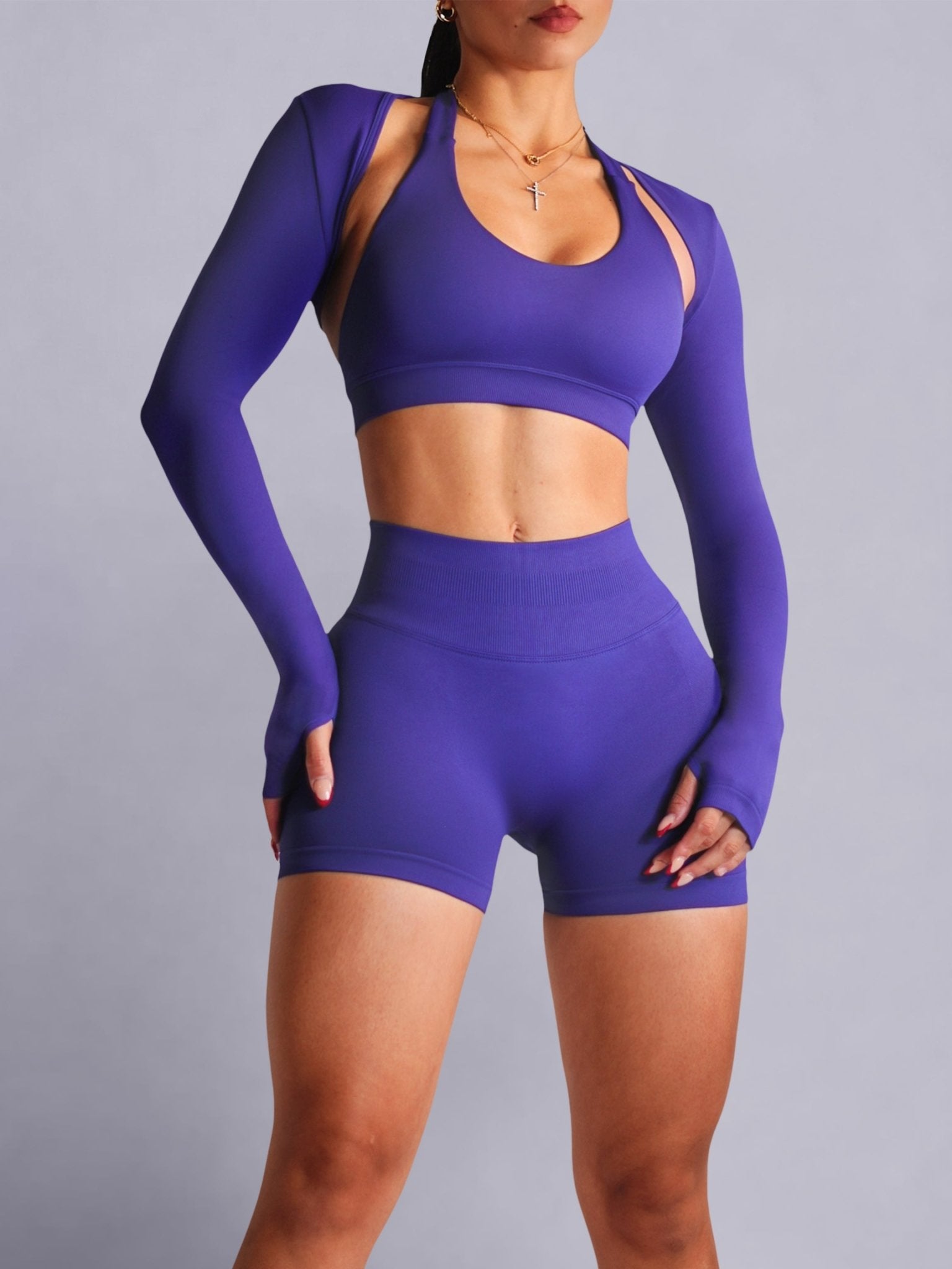 Sculpt Society Bolero Long Sleeves (Purple Lotus) - Fitness Fashioness