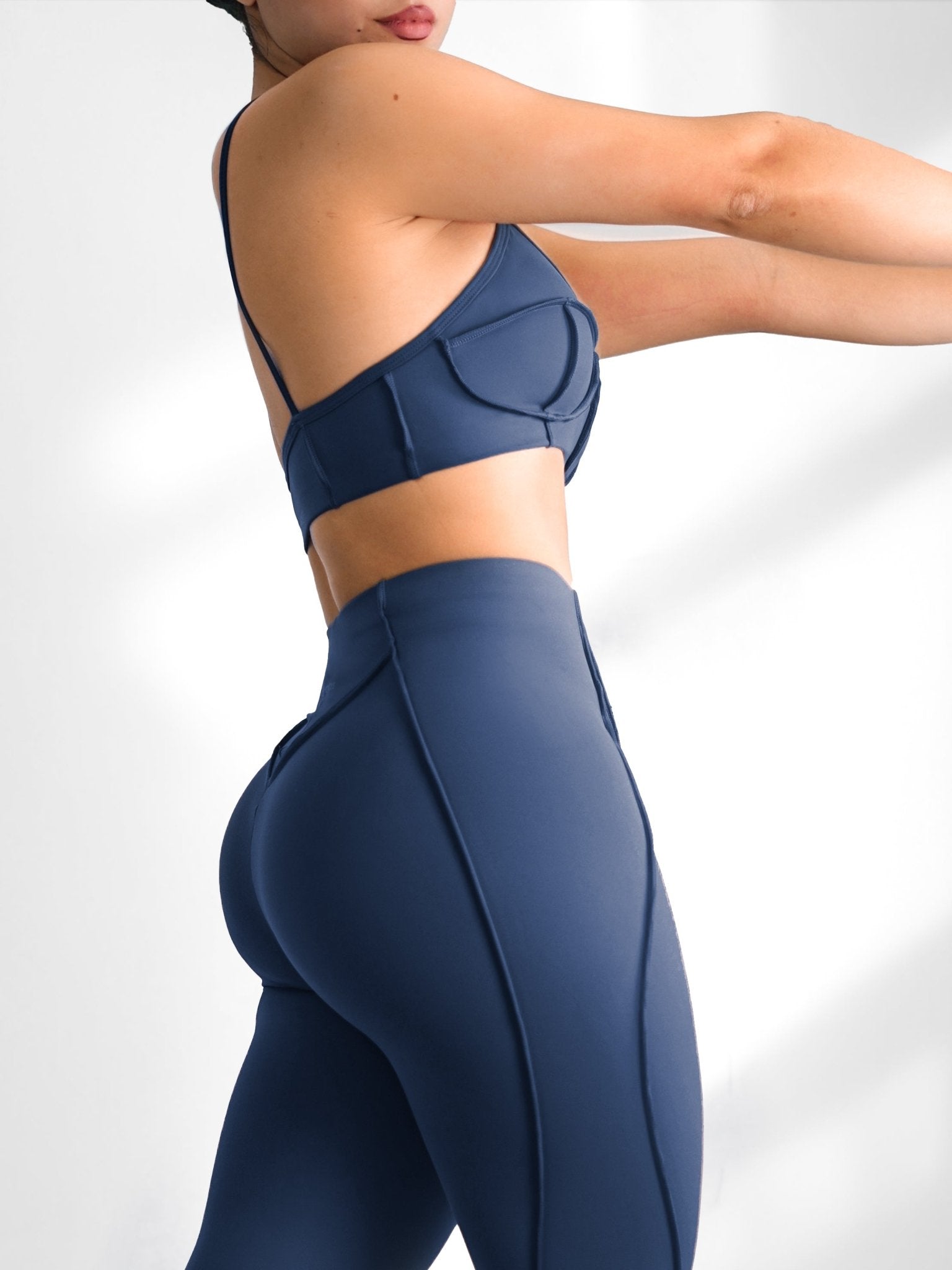 Seam Sculpt Sports Bra (Navy Blue) - Fitness Fashioness