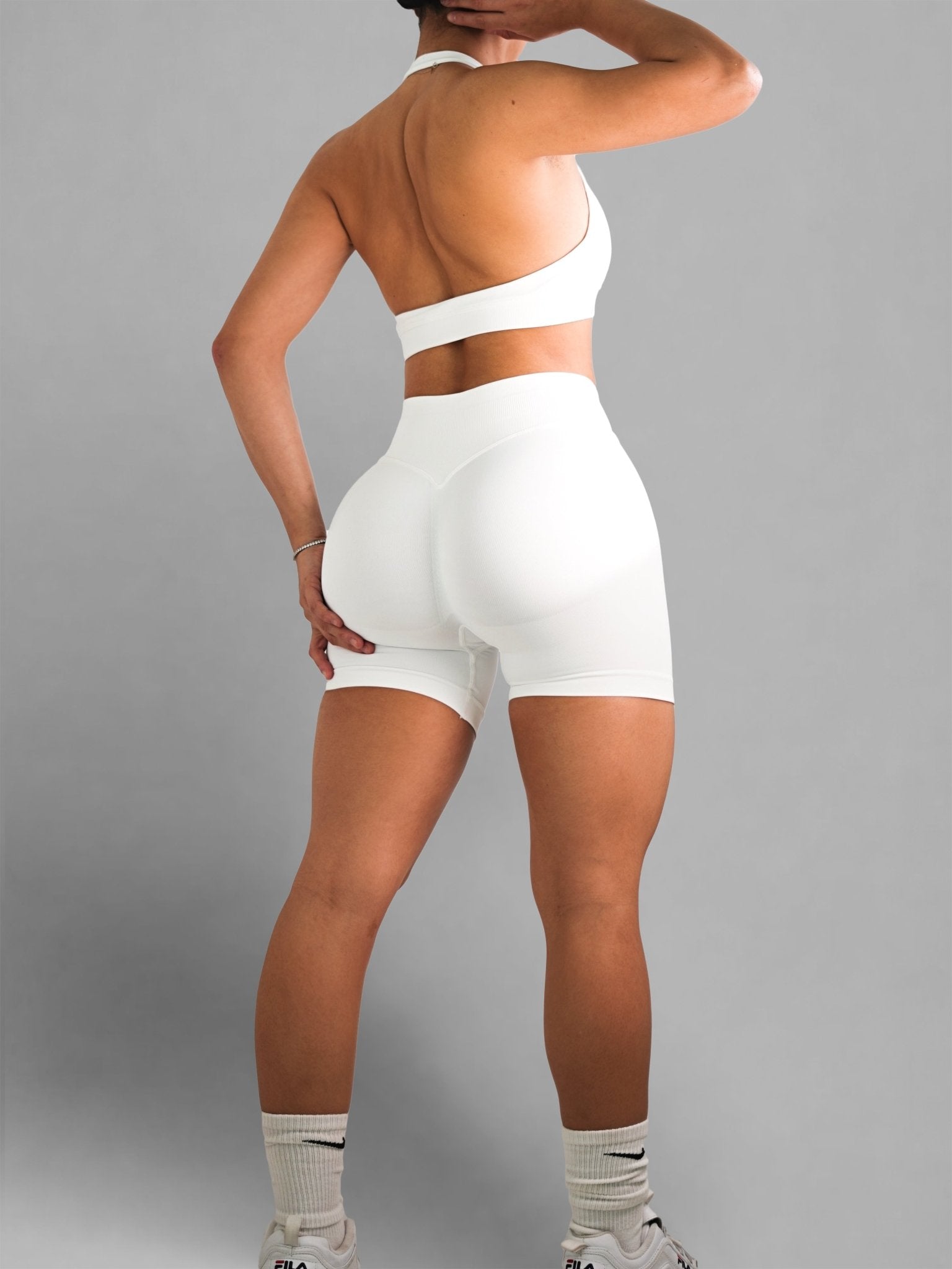 Seamless Booty Shorts 2.0 (White) - Fitness Fashioness