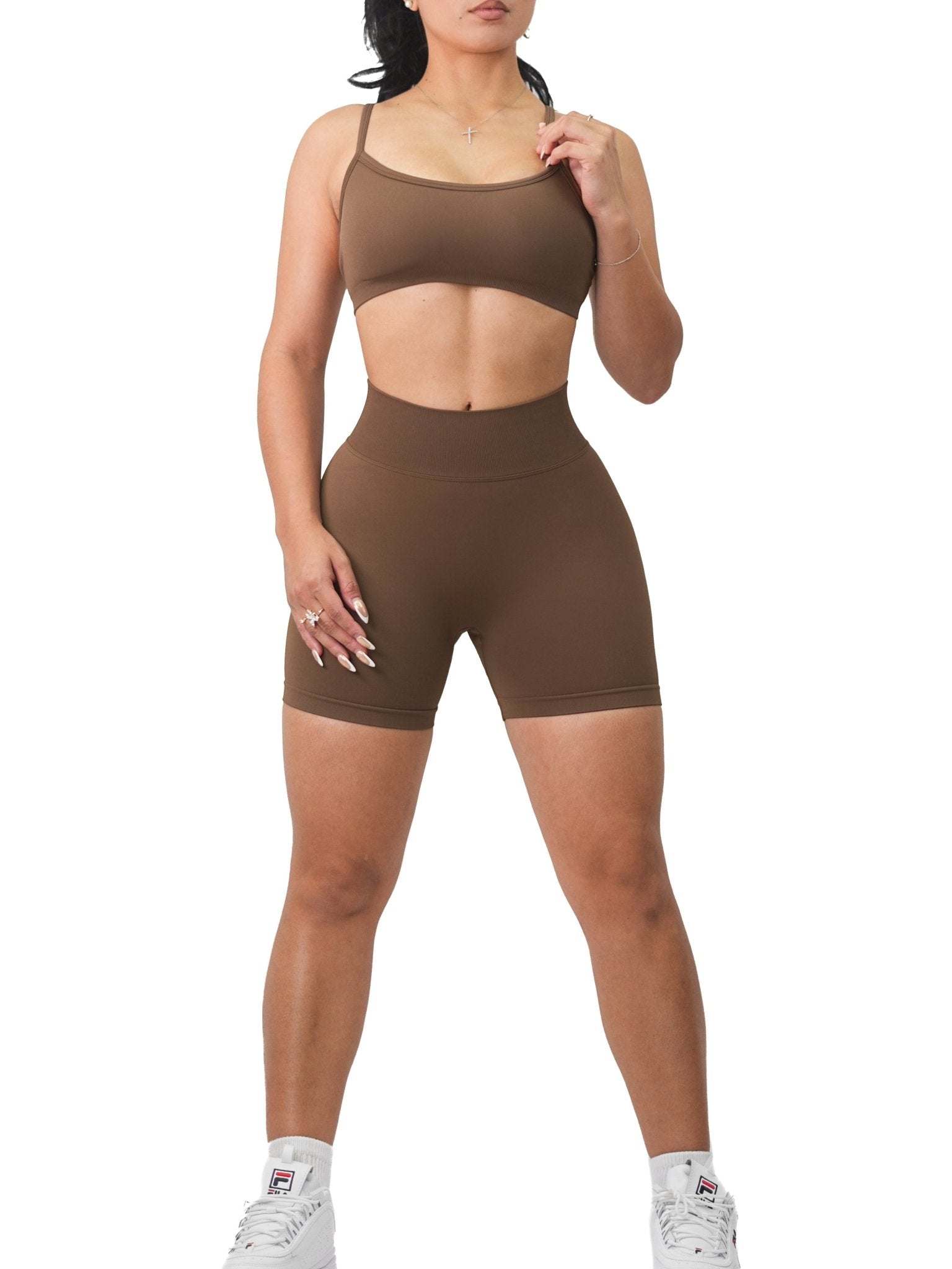 Seamless Booty Shorts (Cocoa Brown) - Fitness Fashioness