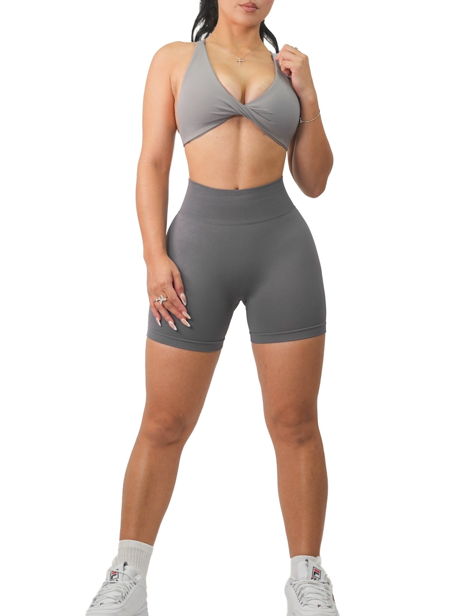 Seamless Booty Shorts (Gray) - Fitness Fashioness