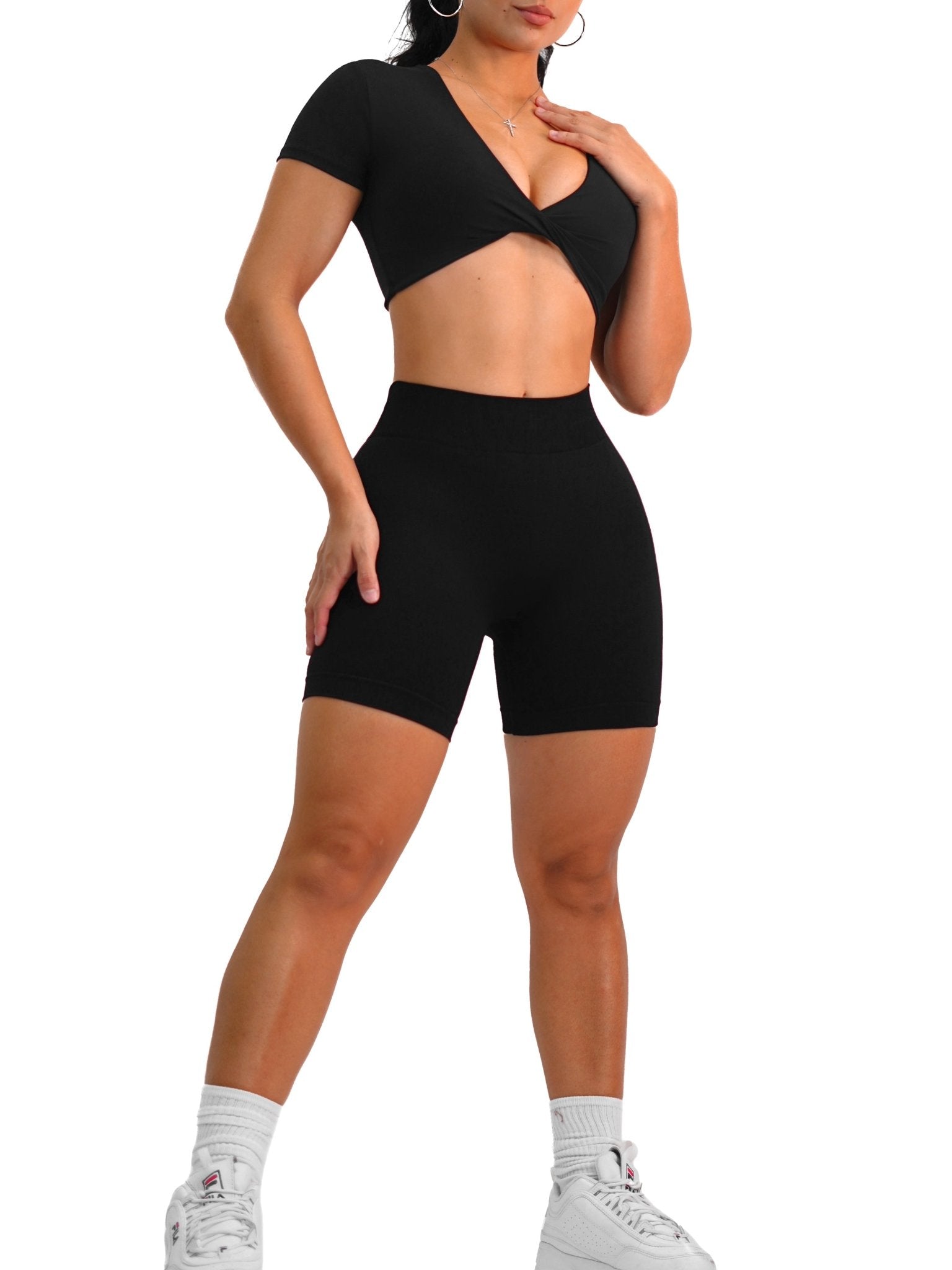 Seamless Low Back Shorts (Black) - FREE for orders $150+ - Fitness Fashioness