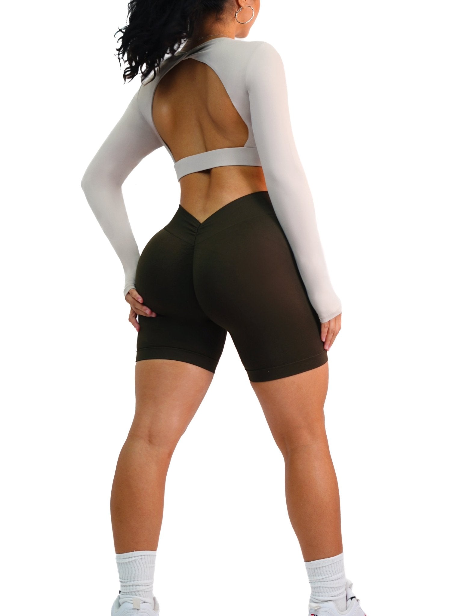 Seamless Low Back Shorts (Dark Chocolate) - Fitness Fashioness