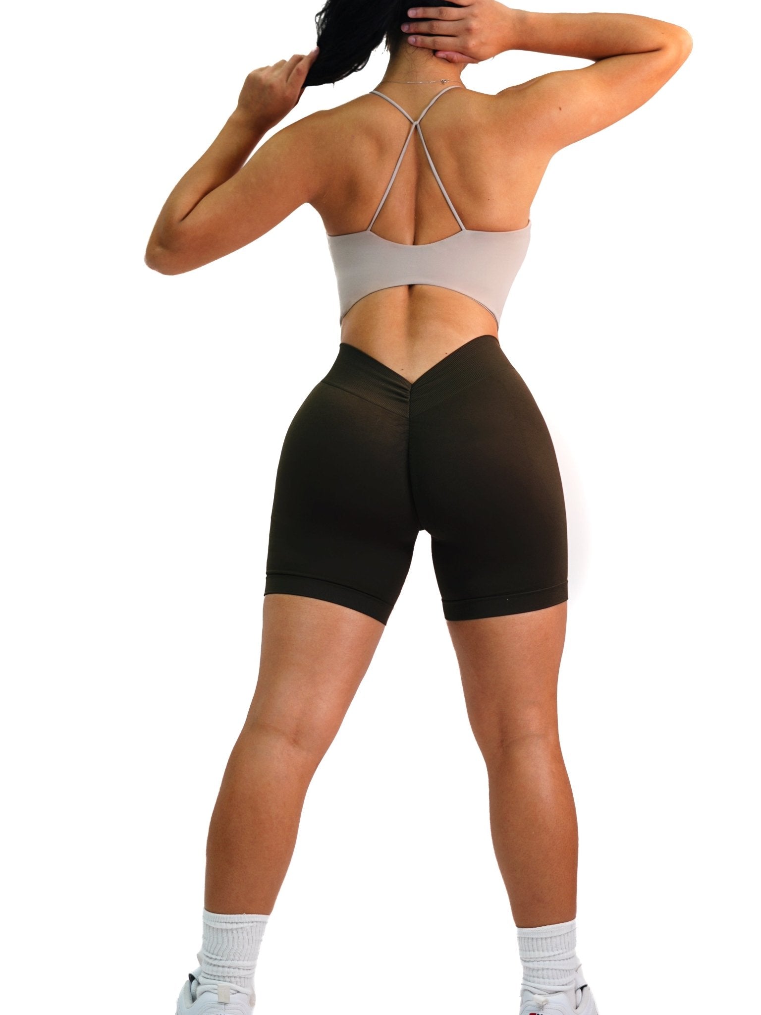 Seamless Low Back Shorts (Dark Chocolate) - Fitness Fashioness