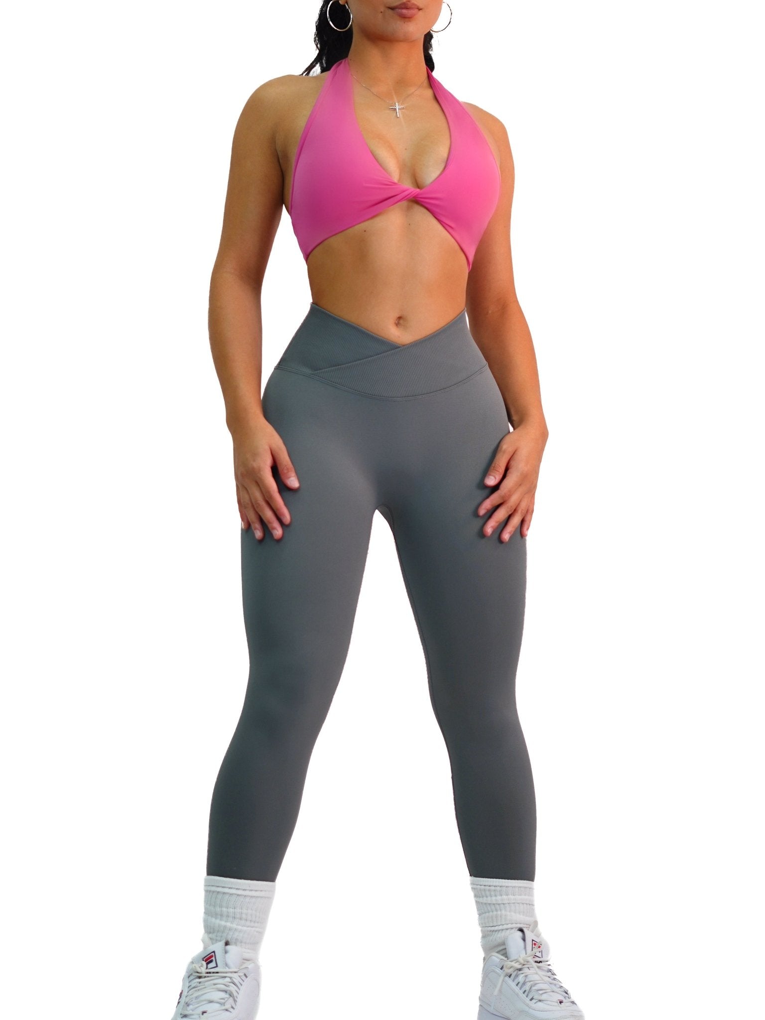 Seamless V Leggings (Gray) - Fitness Fashioness