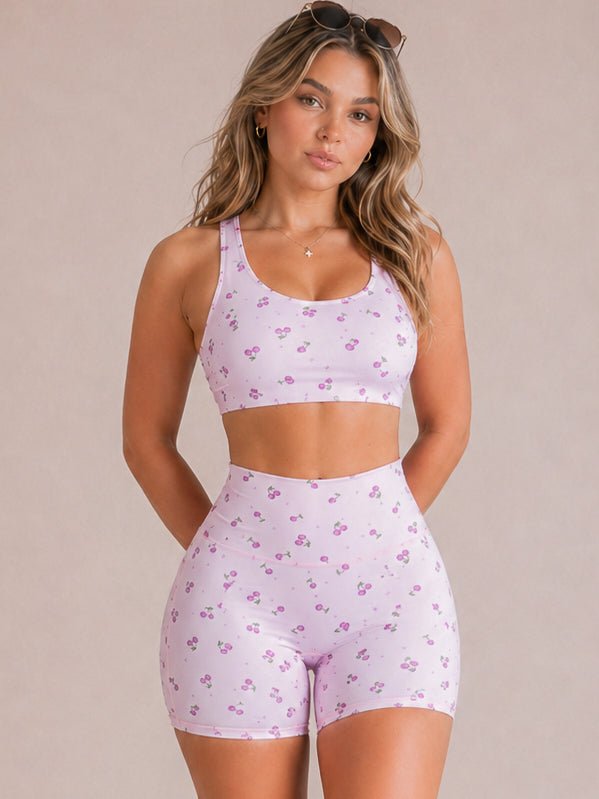 Shortcake Cherries Sports Bra (Pink) - Fitness Fashioness