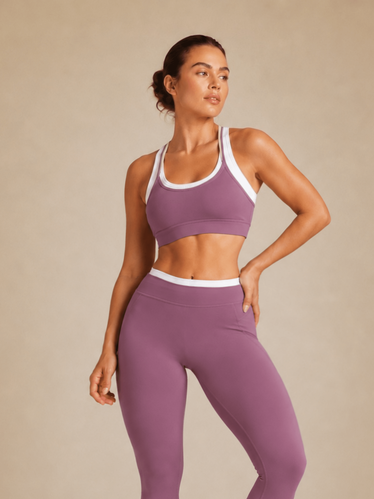 Signature Contrast Sports Bra (Mauve Muse) - Fitness Fashioness