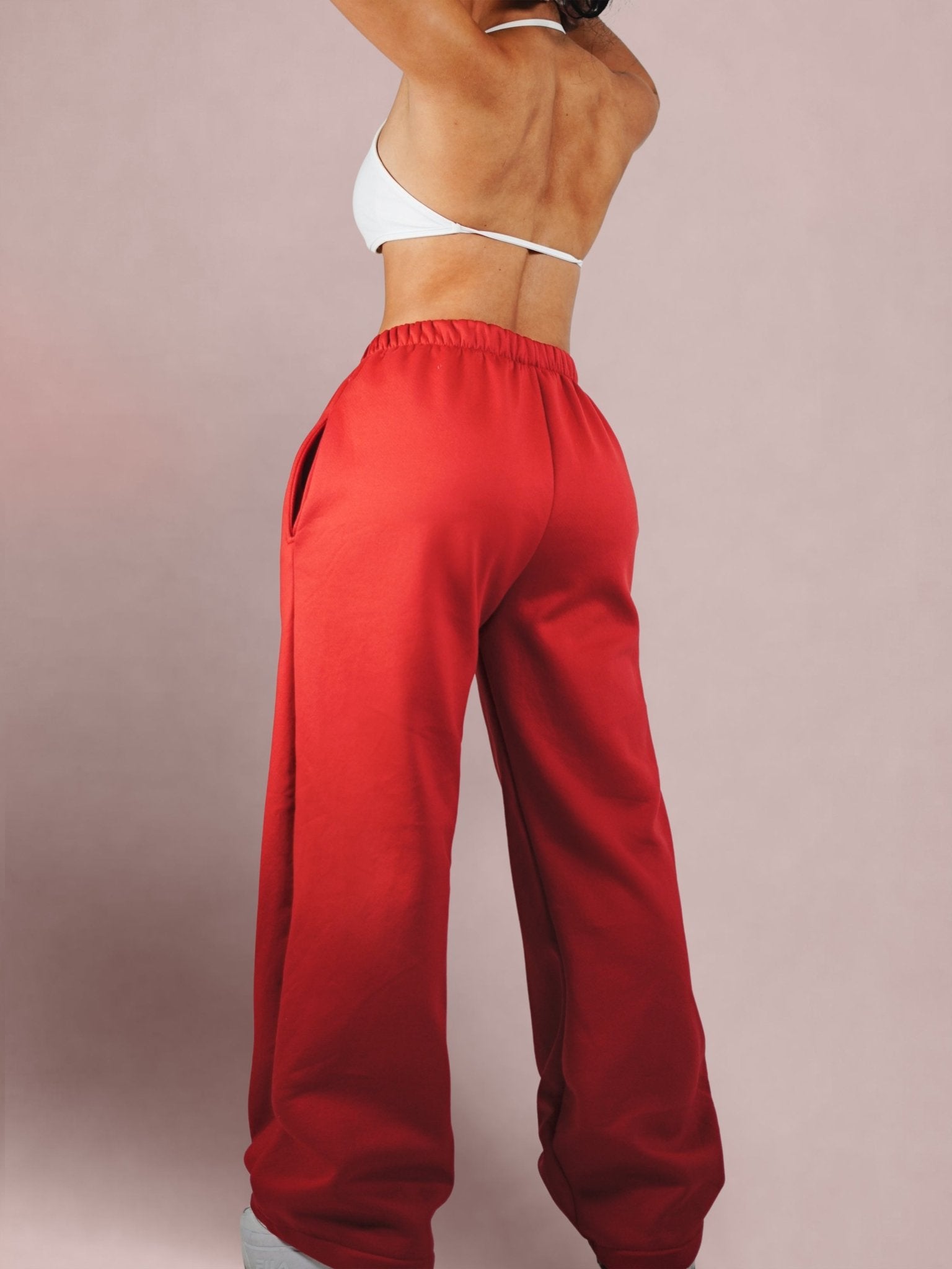 Straight Fleece Joggers (Mellow Red) - Fitness Fashioness