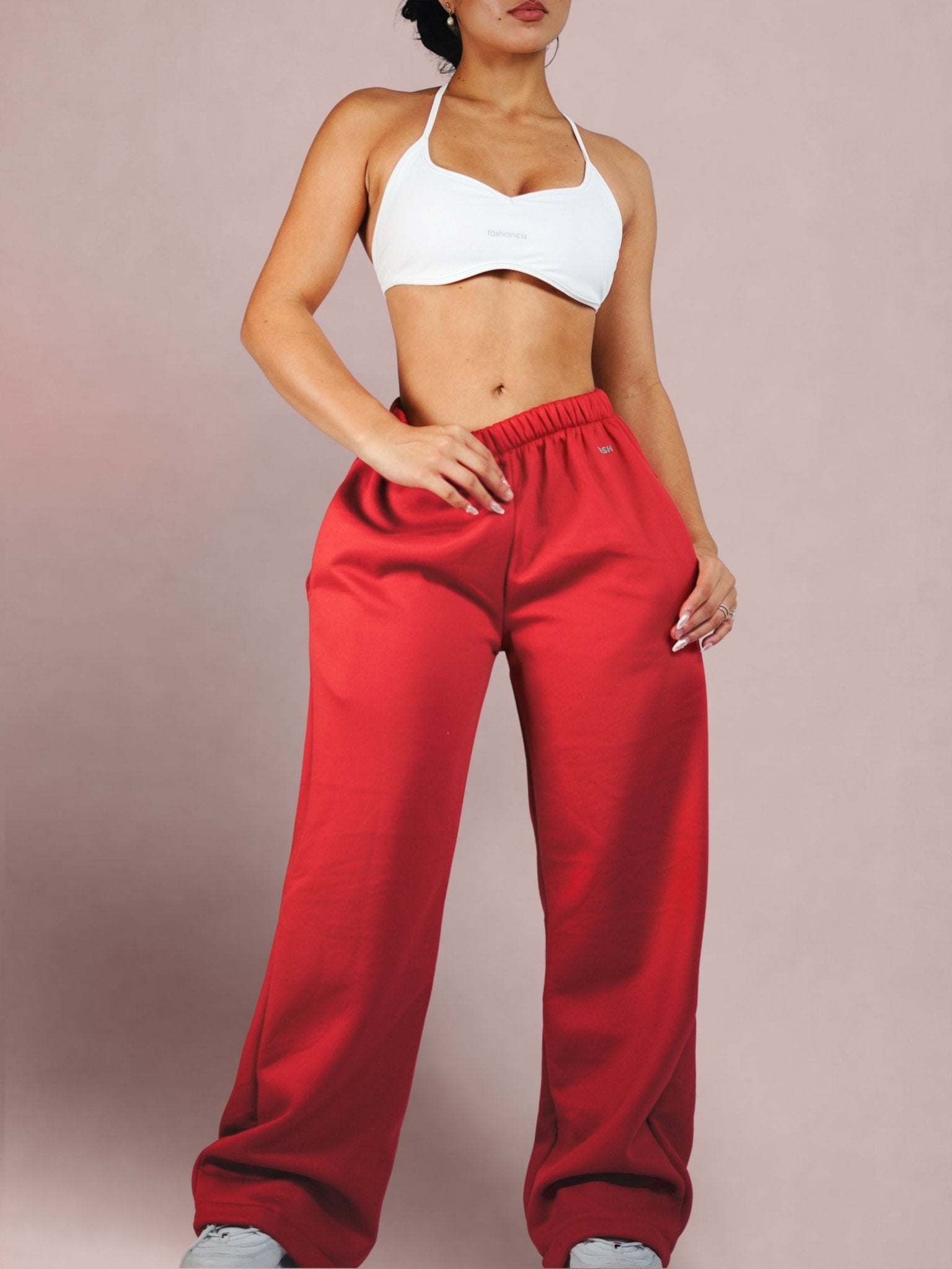Straight Fleece Joggers (Mellow Red) - Fitness Fashioness