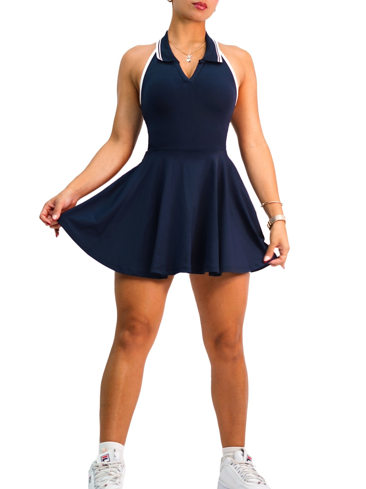 Timeless Tennis Dress (Navy Blue) - Fitness Fashioness