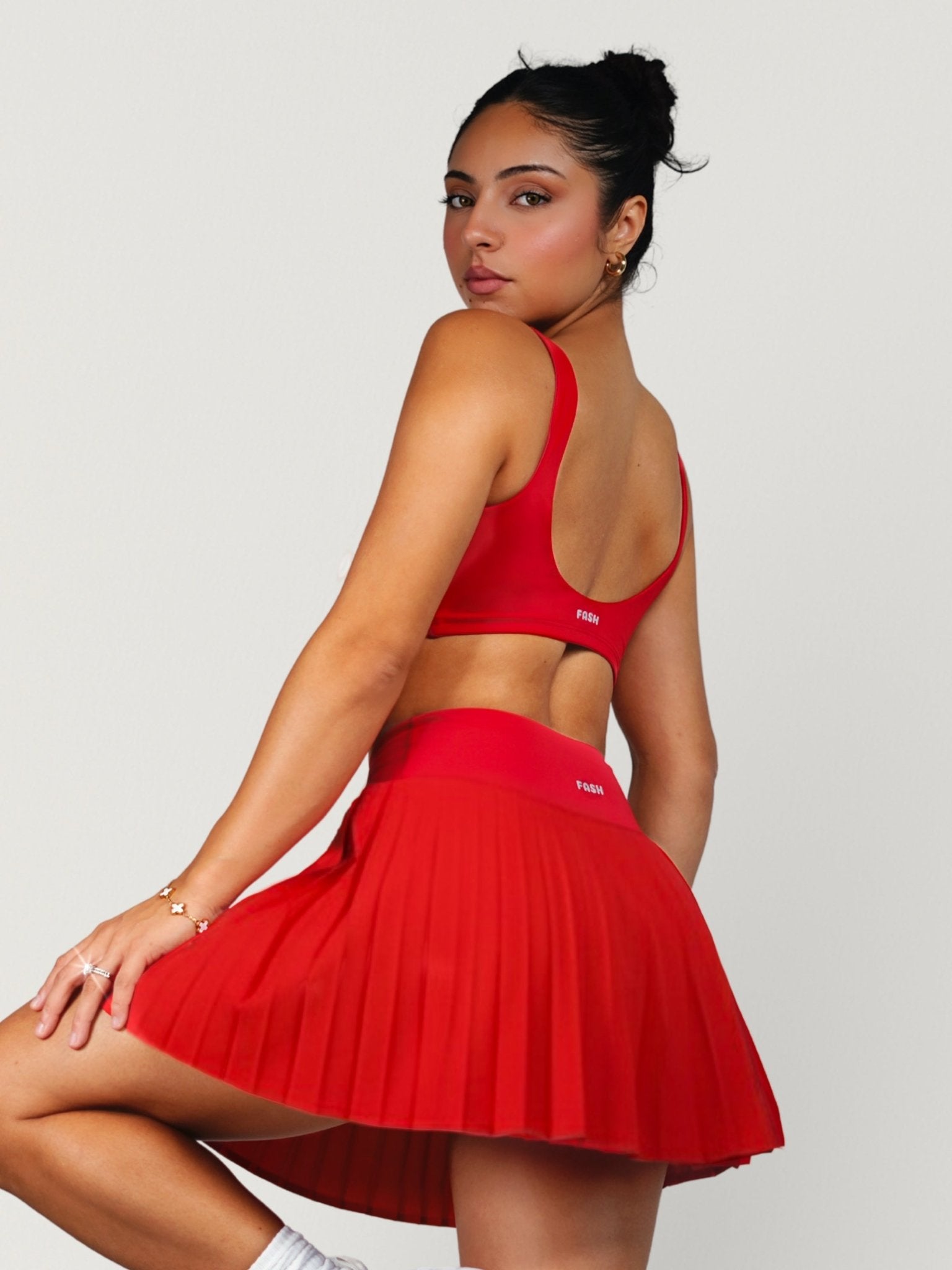 Track Star Contrast Sports Bra (Red) - Fitness Fashioness