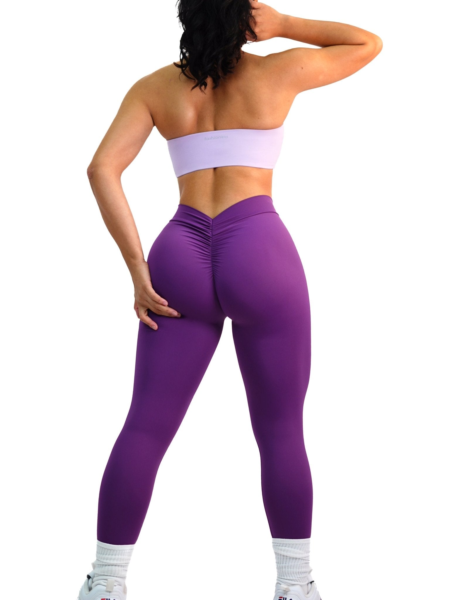 V Back Scrunch Leggings (Amethyst) - Fitness Fashioness