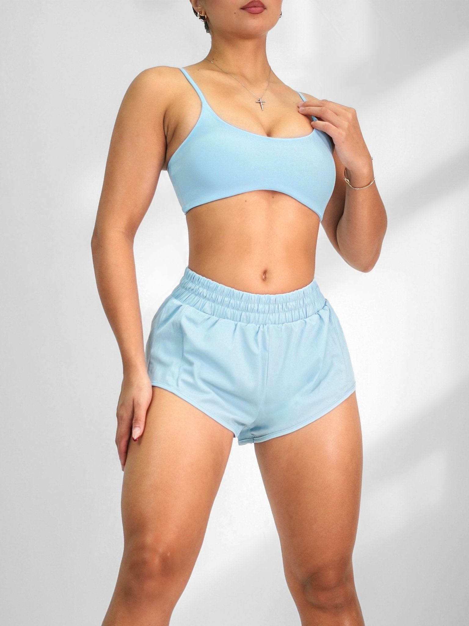 Velocity Sports Bra (Modest Blue) - Fitness Fashioness