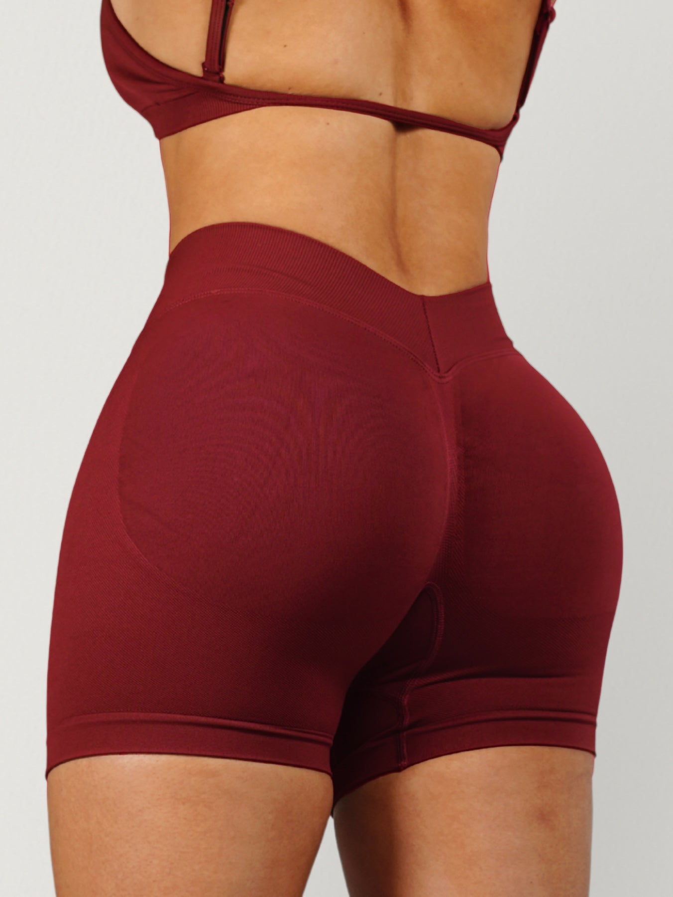 Viral Seamless V Back Shorts (Cherry Red) - Fitness Fashioness