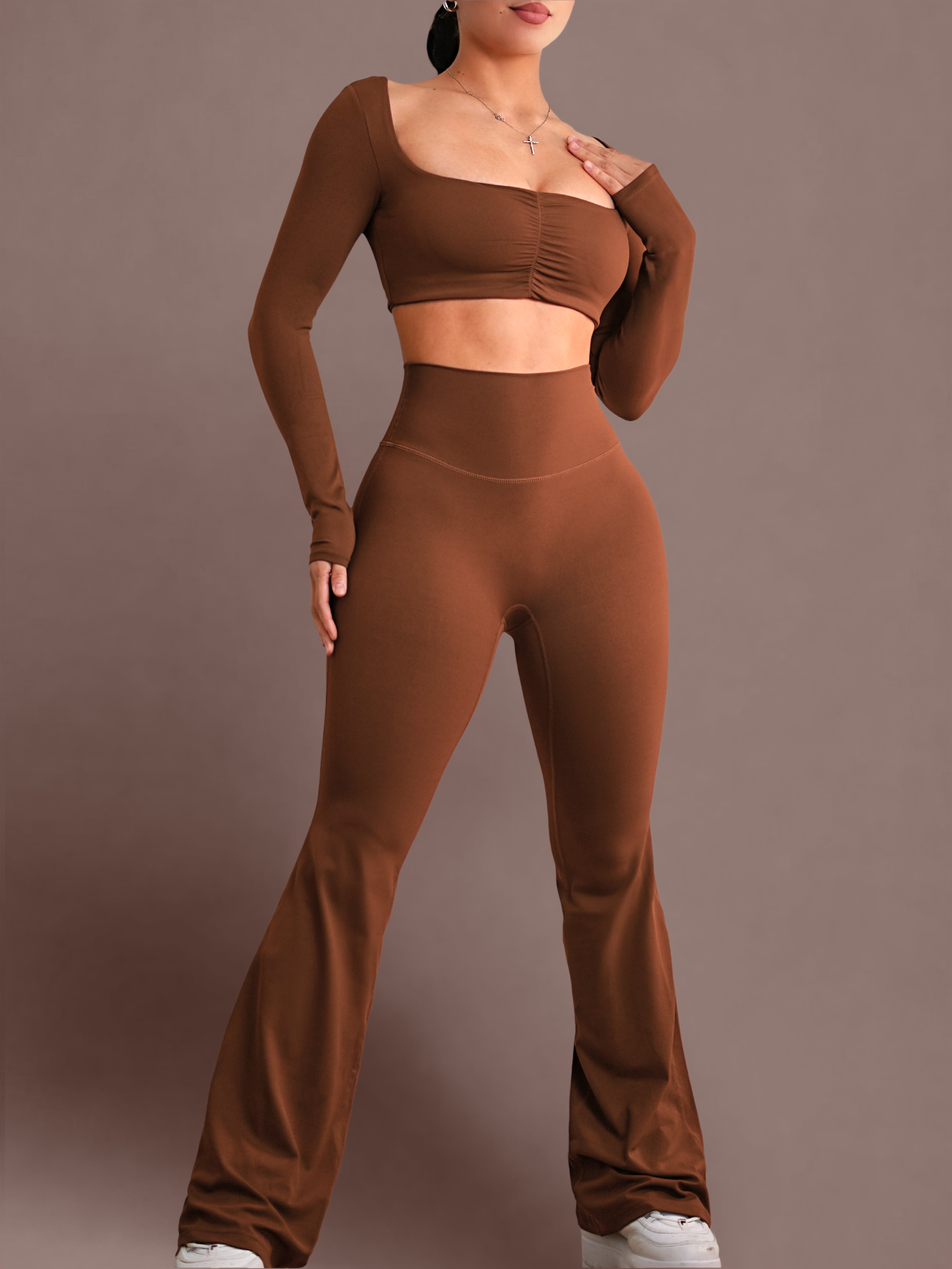 (PRE-ORDER) Reformer High Waisted Flare Leggings (Ginger)