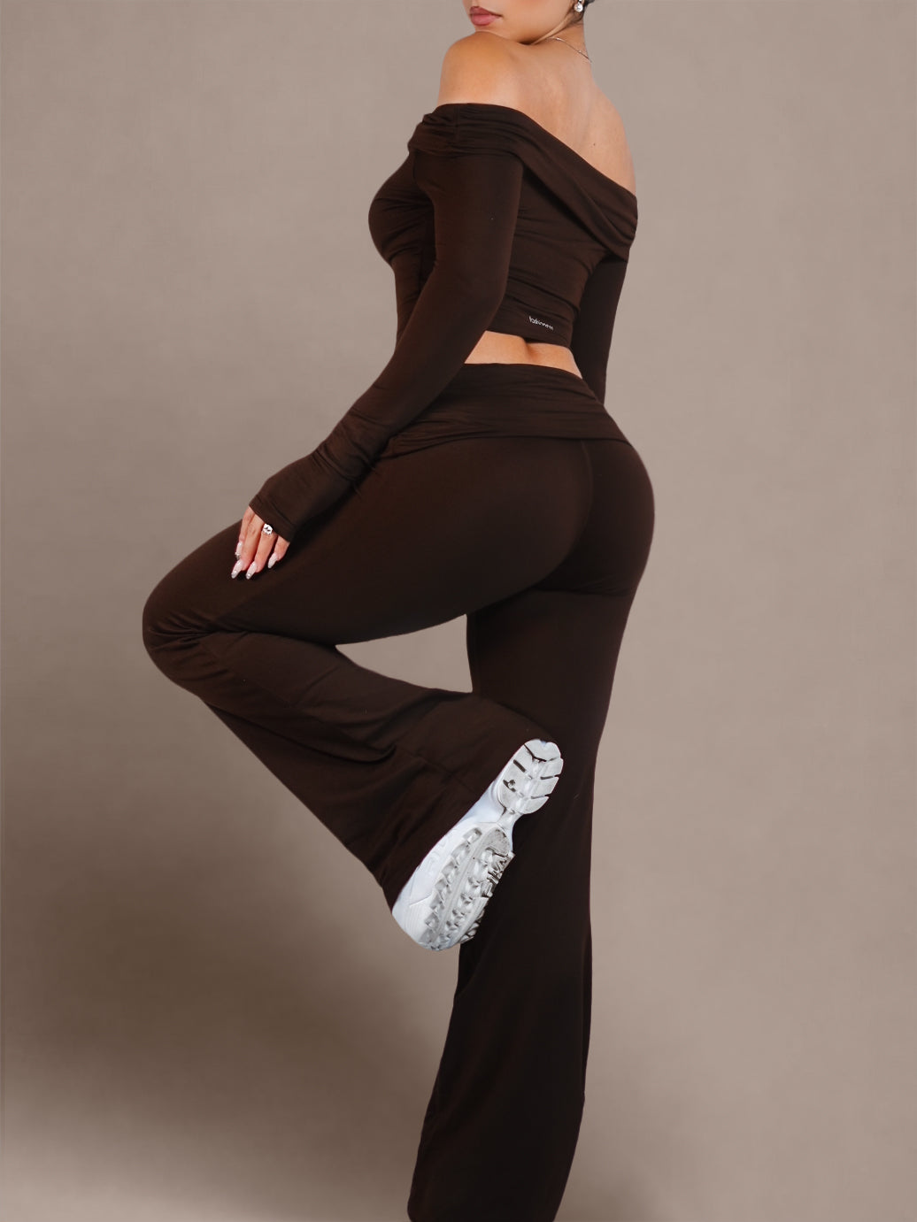 Teaser Foldable Flare Leggings (Dark Cocoa)