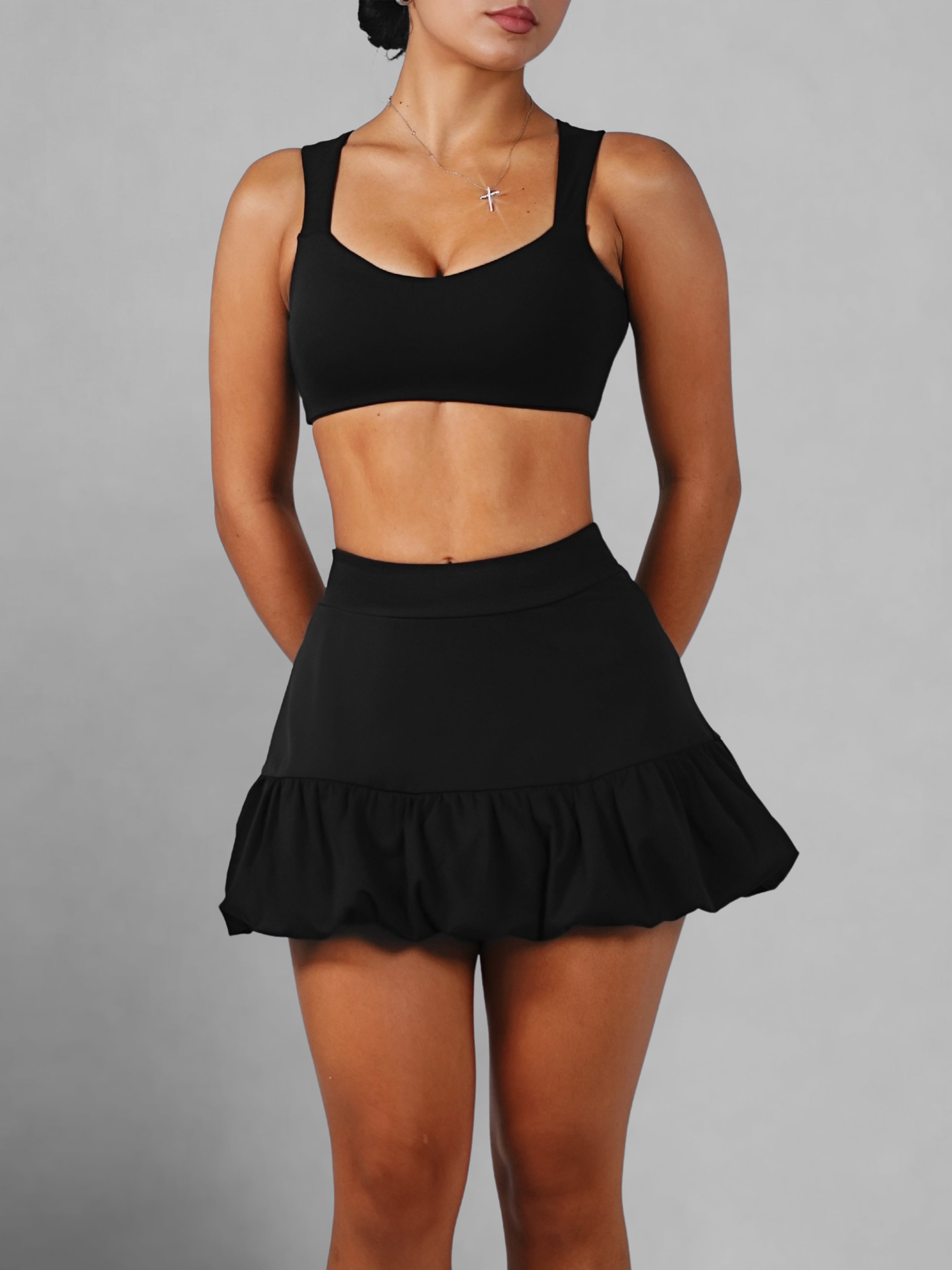 Dollhouse Open Back Sports Bra (Black)