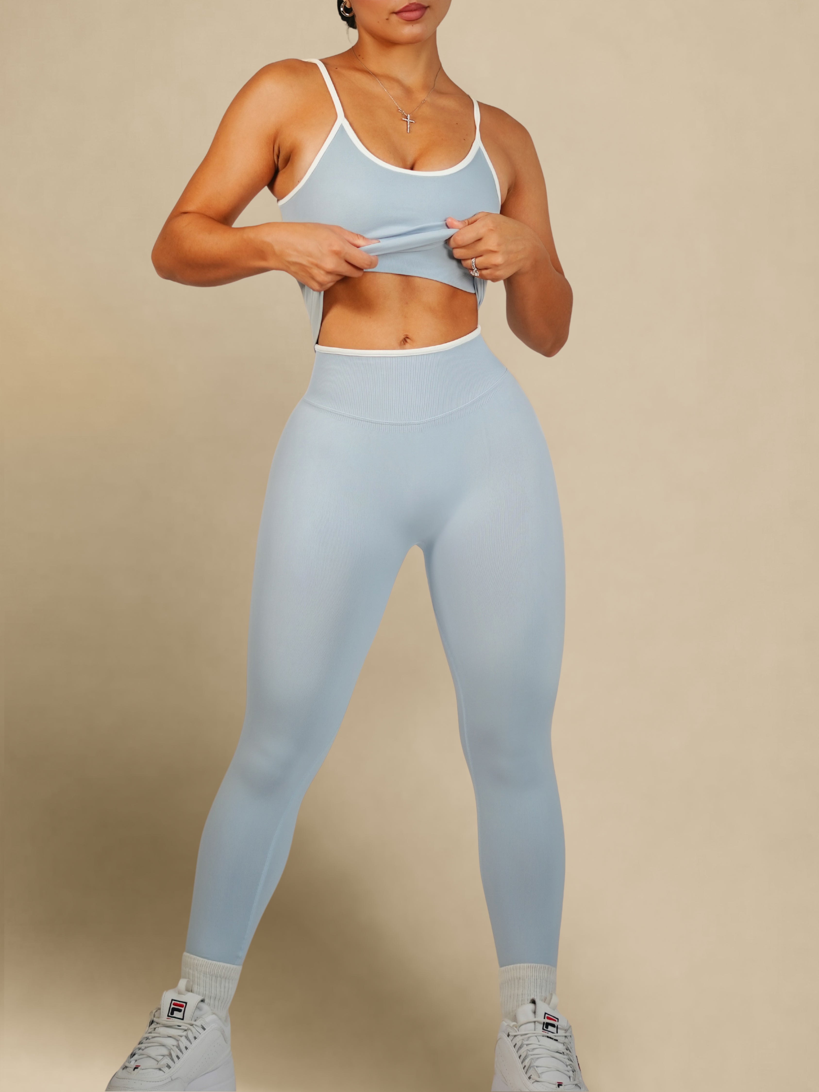 Figure Contrast Leggings (Aura Blue)