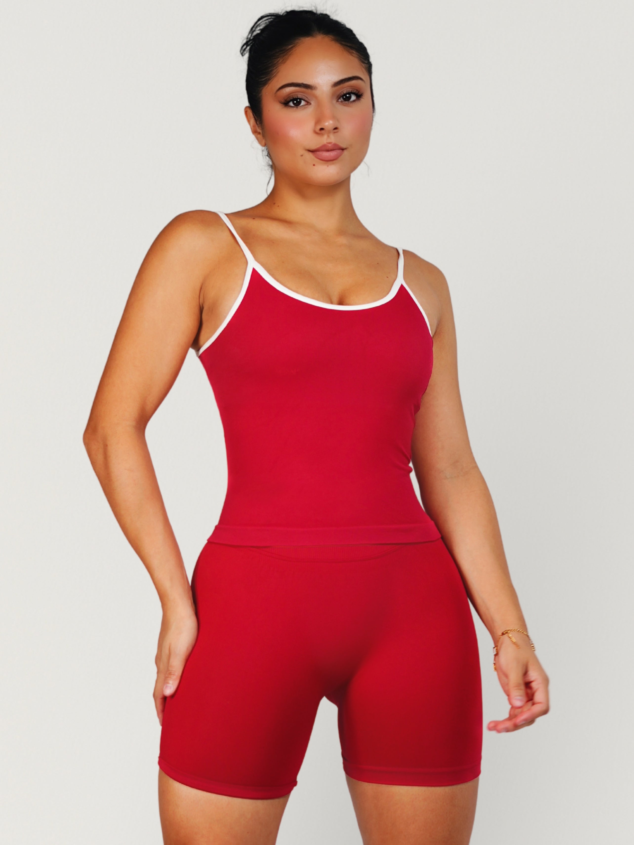 Figure Contrast Sports Top (Bright Cherry)
