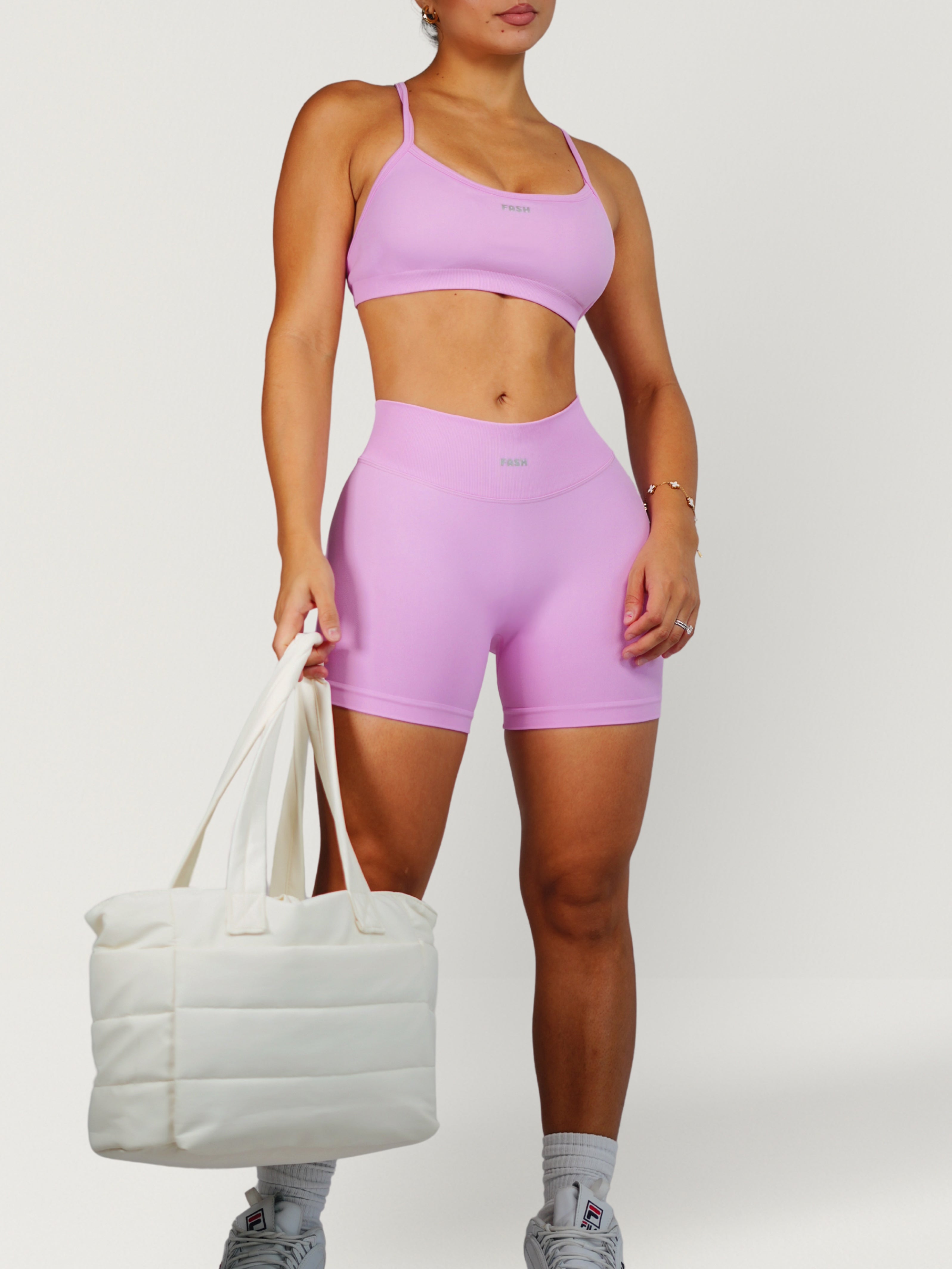 Viral Seamless V Back Shorts (Soft Pink)