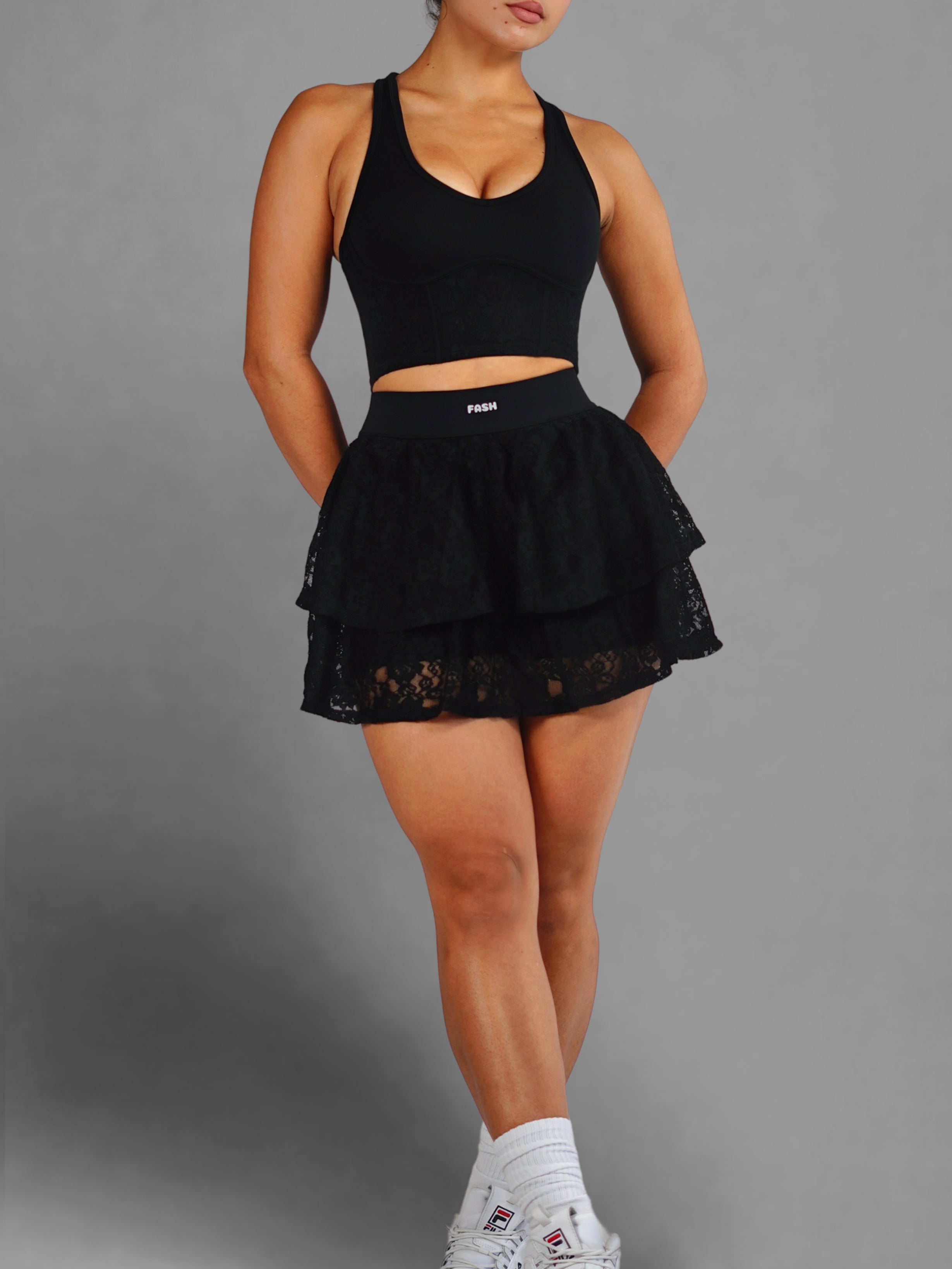 Doll Lace Tennis Skirt (Black)