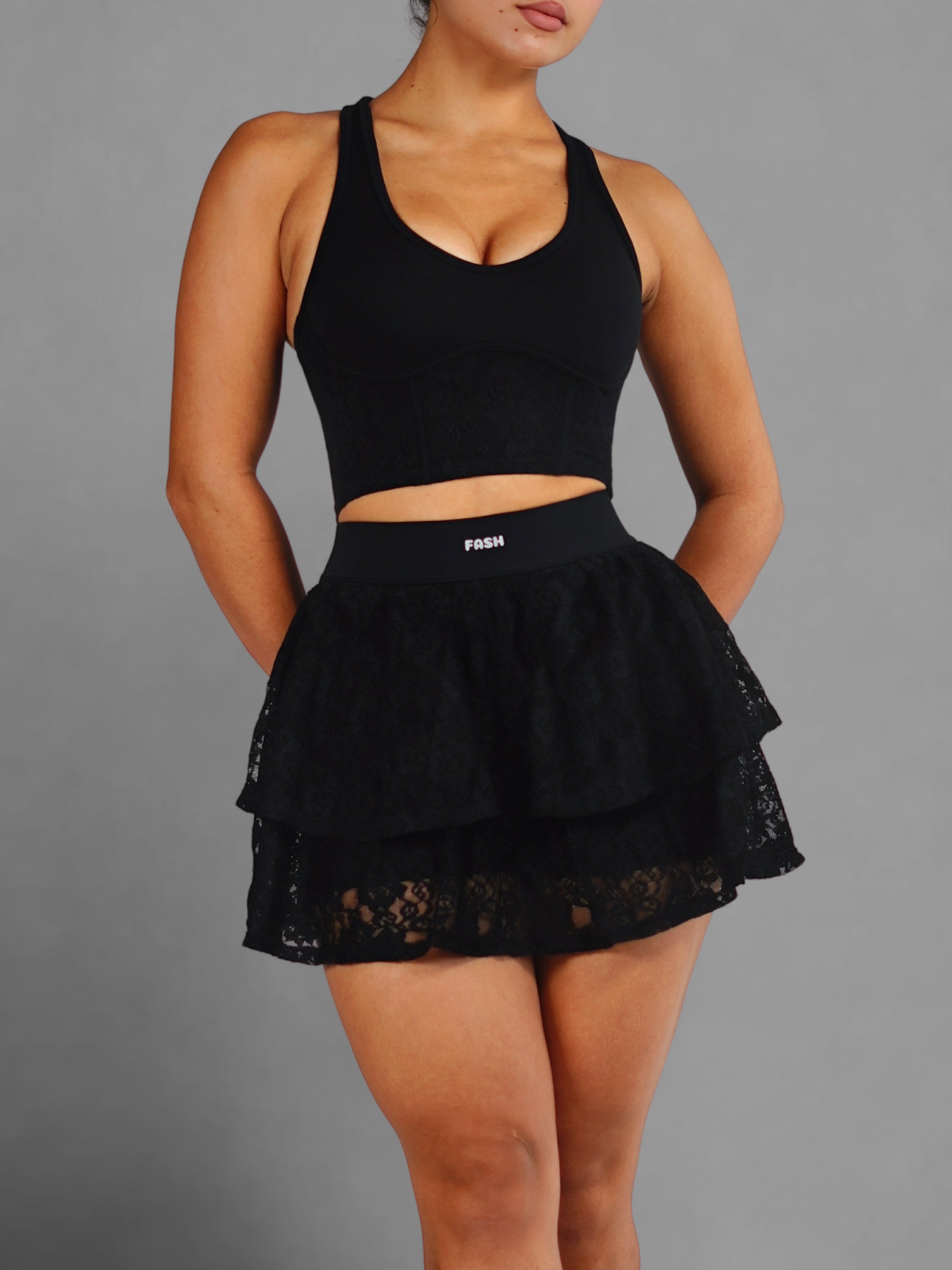 Doll Lace Sports Top (Black)
