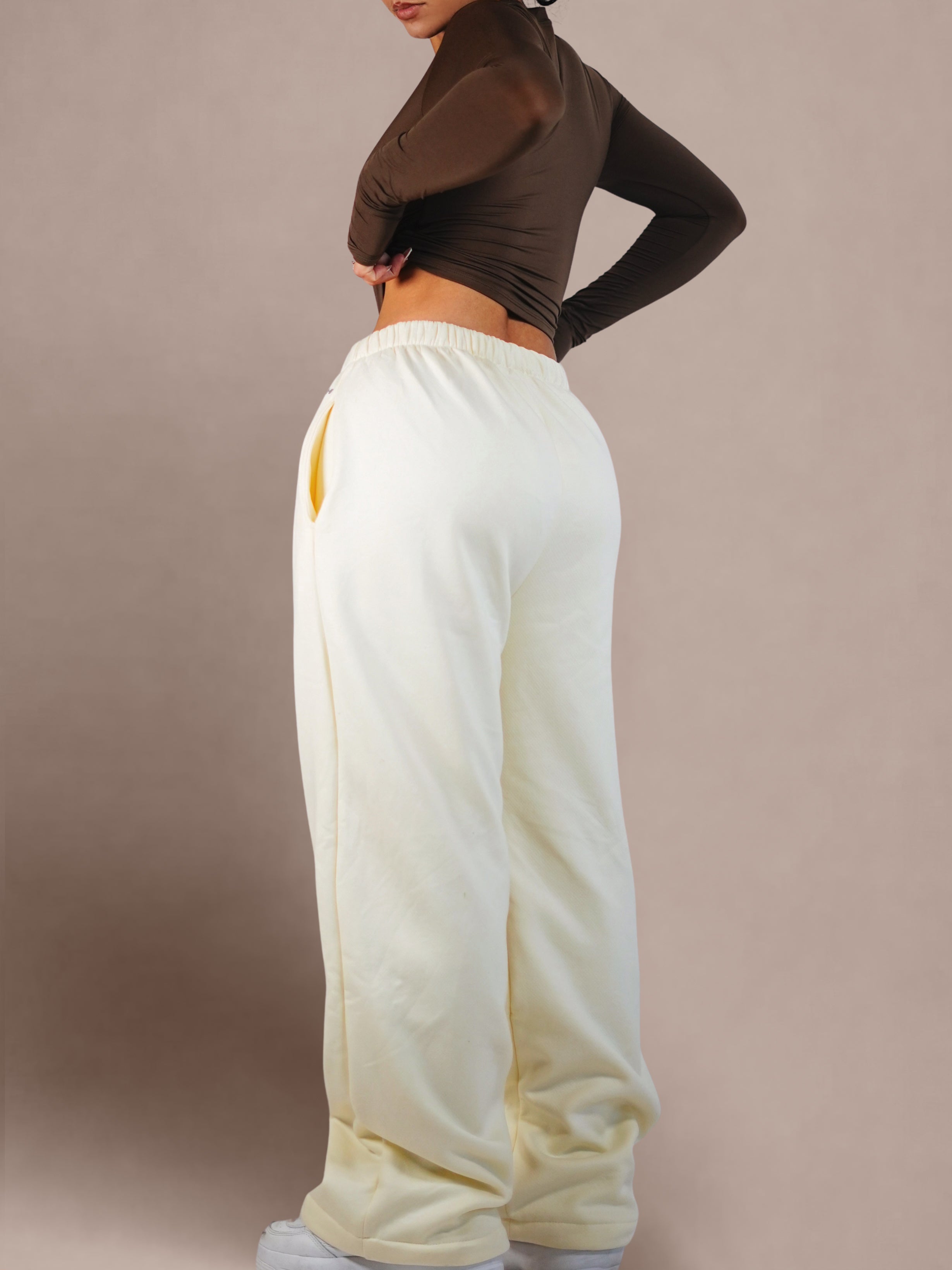 Straight Fleece Joggers (Cream)