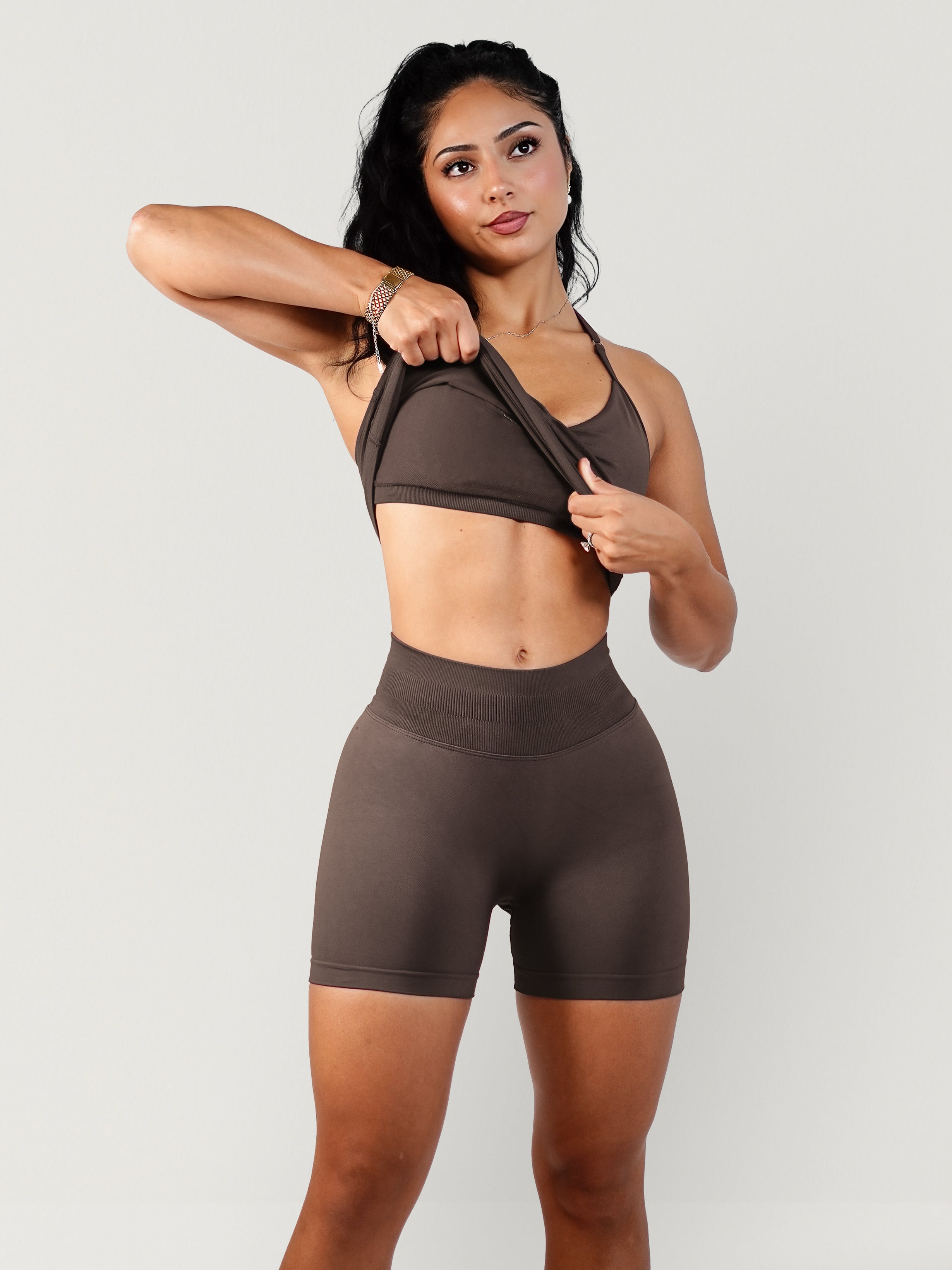 (PRE-ORDER) Curve Club Halter Sports Top (Soft Brown)