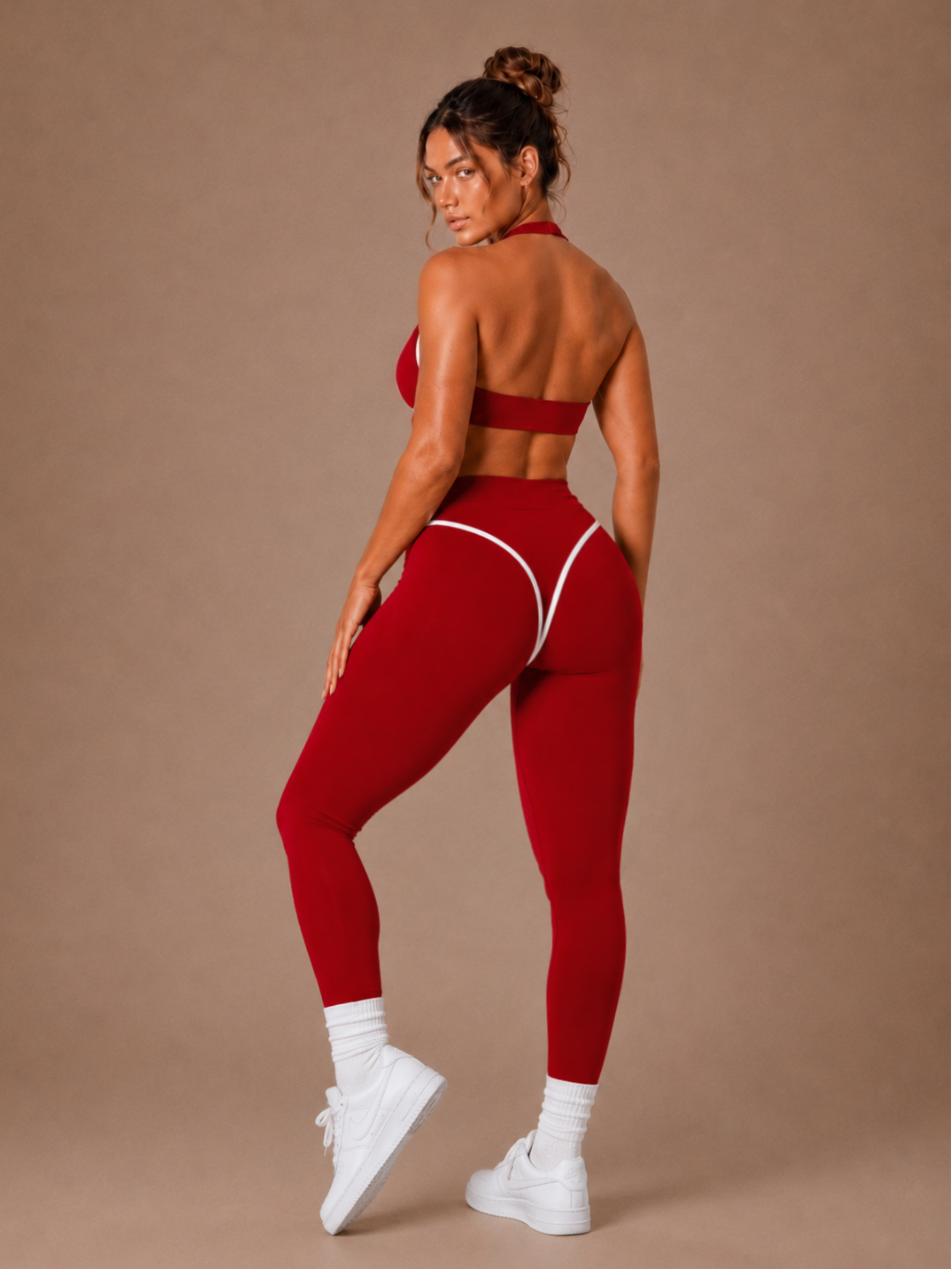 Curve Contrast Leggings (Ruby Red)