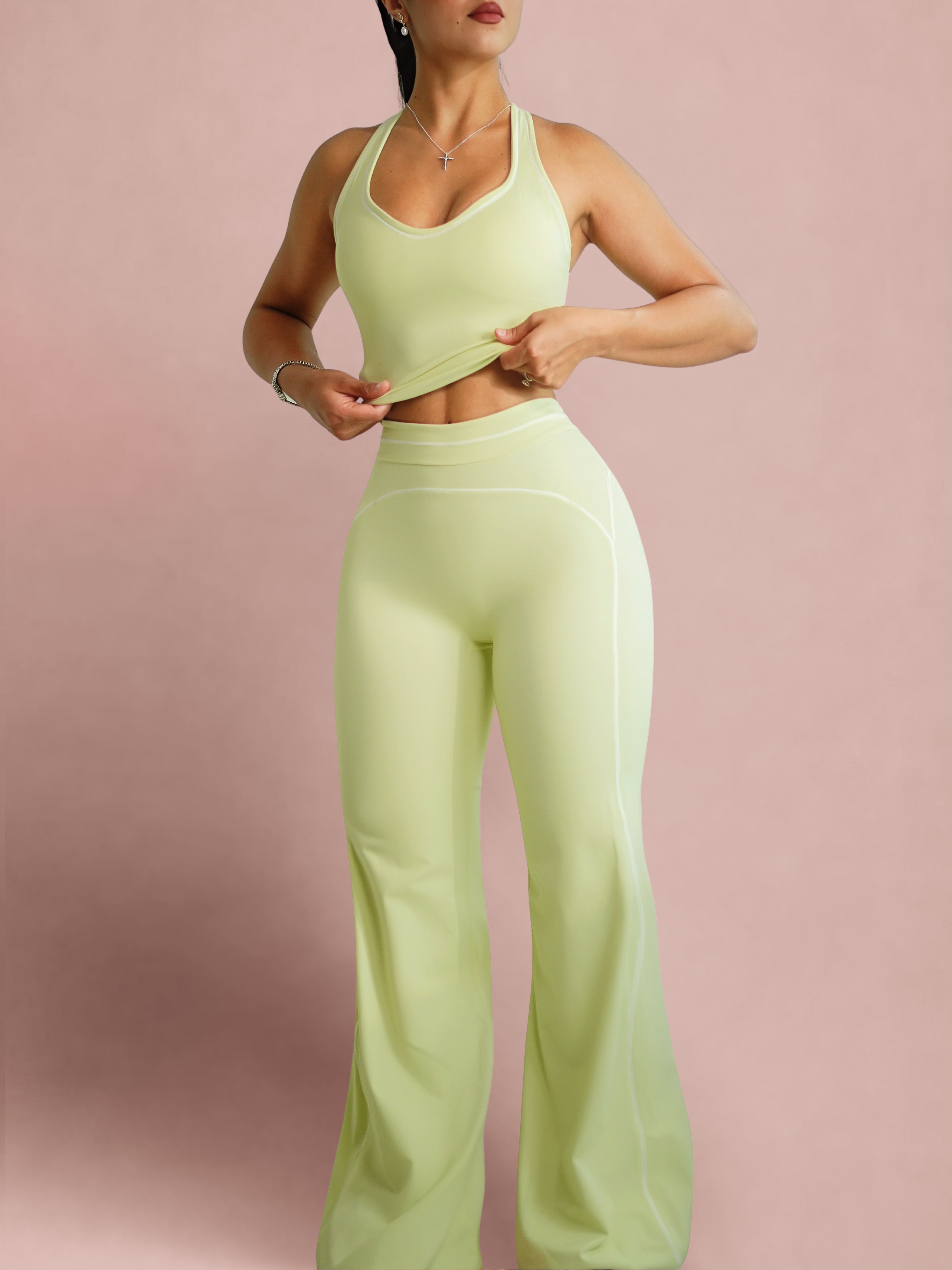 Core Contrast Flare Leggings (Lemonade)
