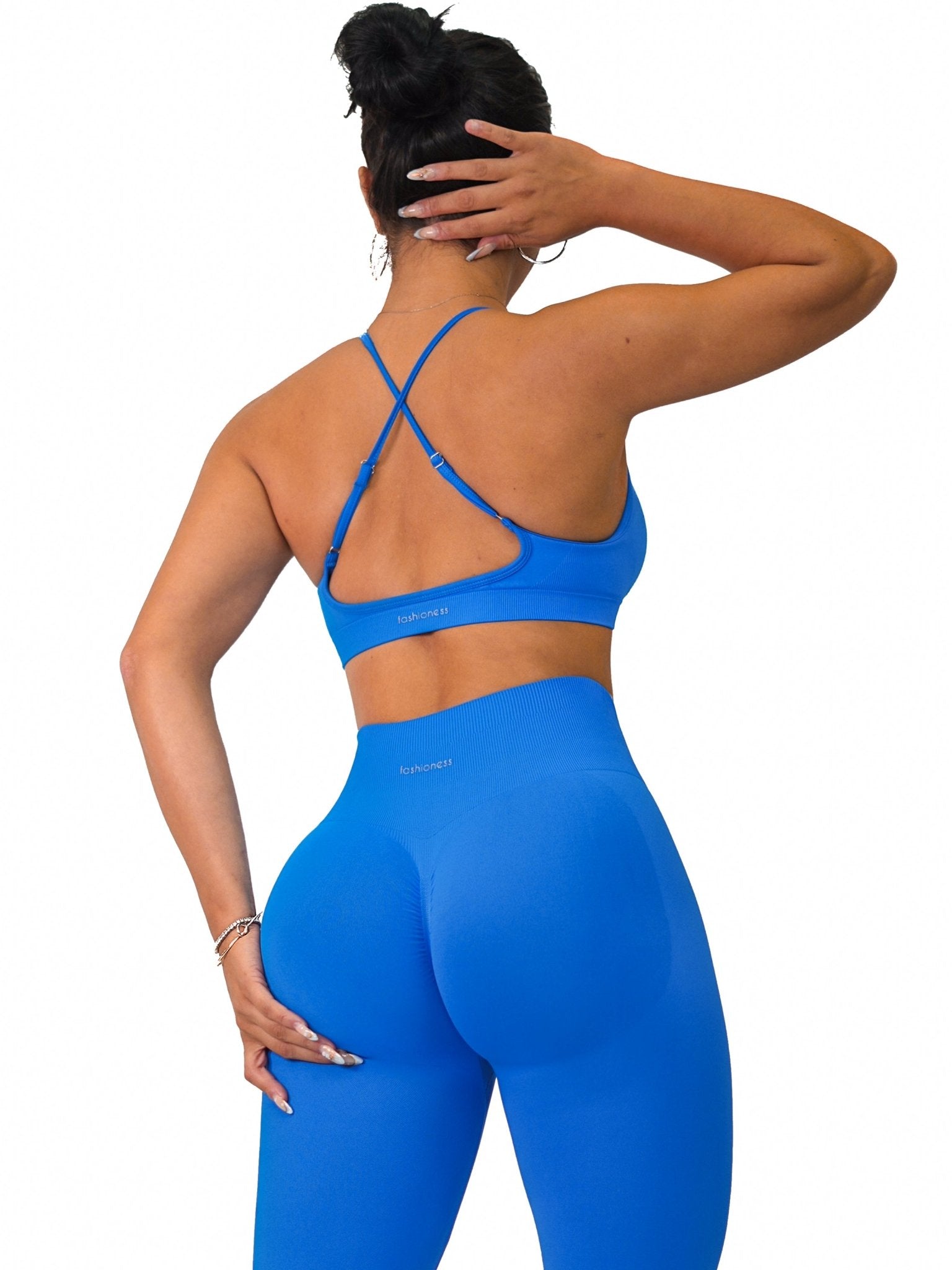 Athletic Seamless Sports Bra (Azure Blue) - Fitness Fashioness