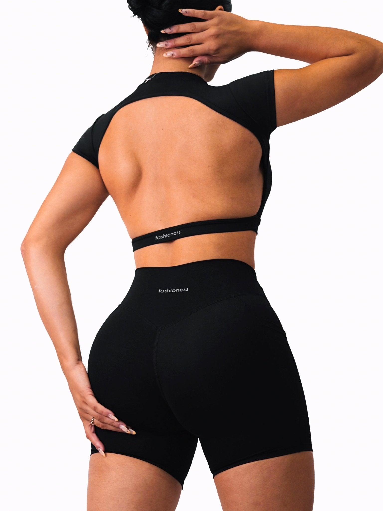 Backless Sports Top (Black) - Fitness Fashioness
